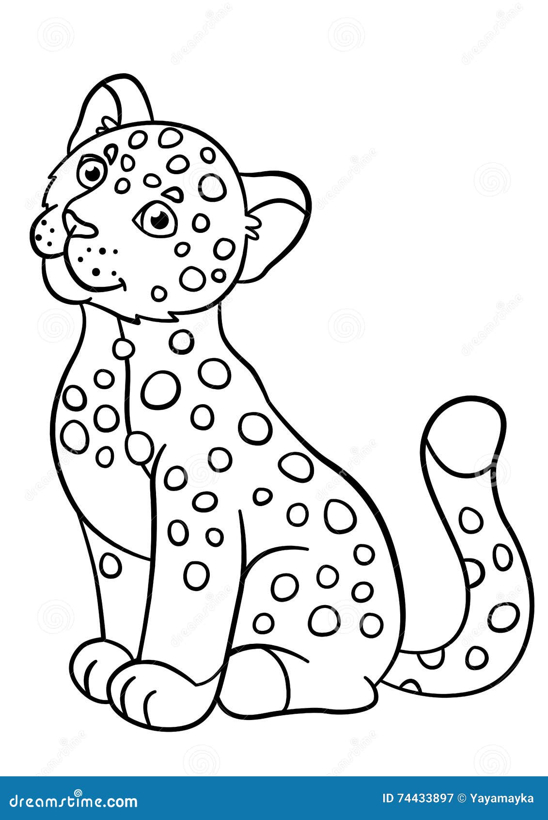 Coloring Pages Little Cute Baby Jaguar Smiles Stock Vector Illustration Of Cartoon Black 74433897