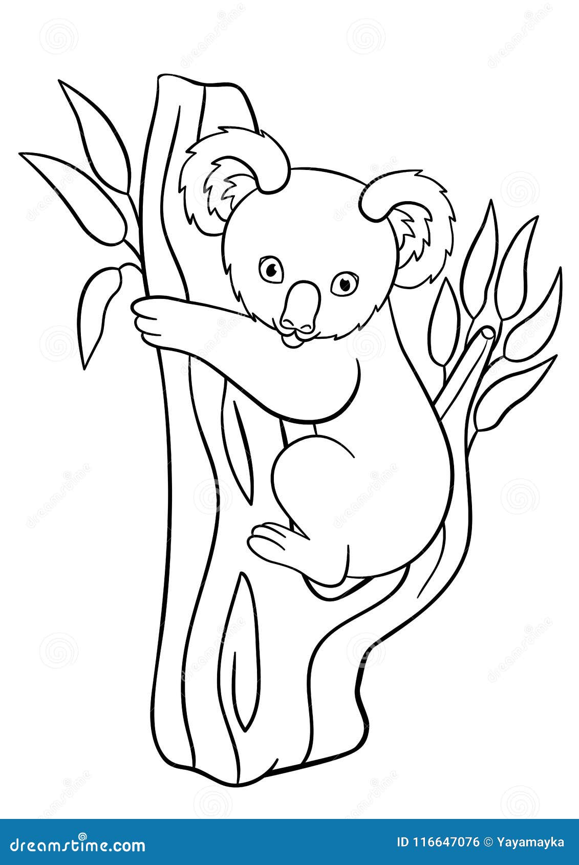 Coloring Pages. Little Cute Baby Koala Smiles. Stock Vector ...