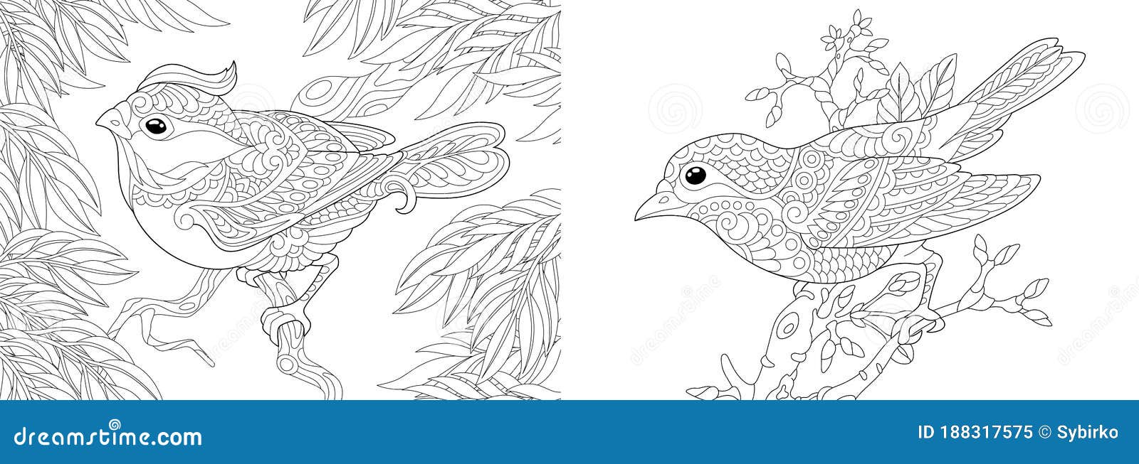 Download Coloring Pages With Lovely Birds Stock Vector ...