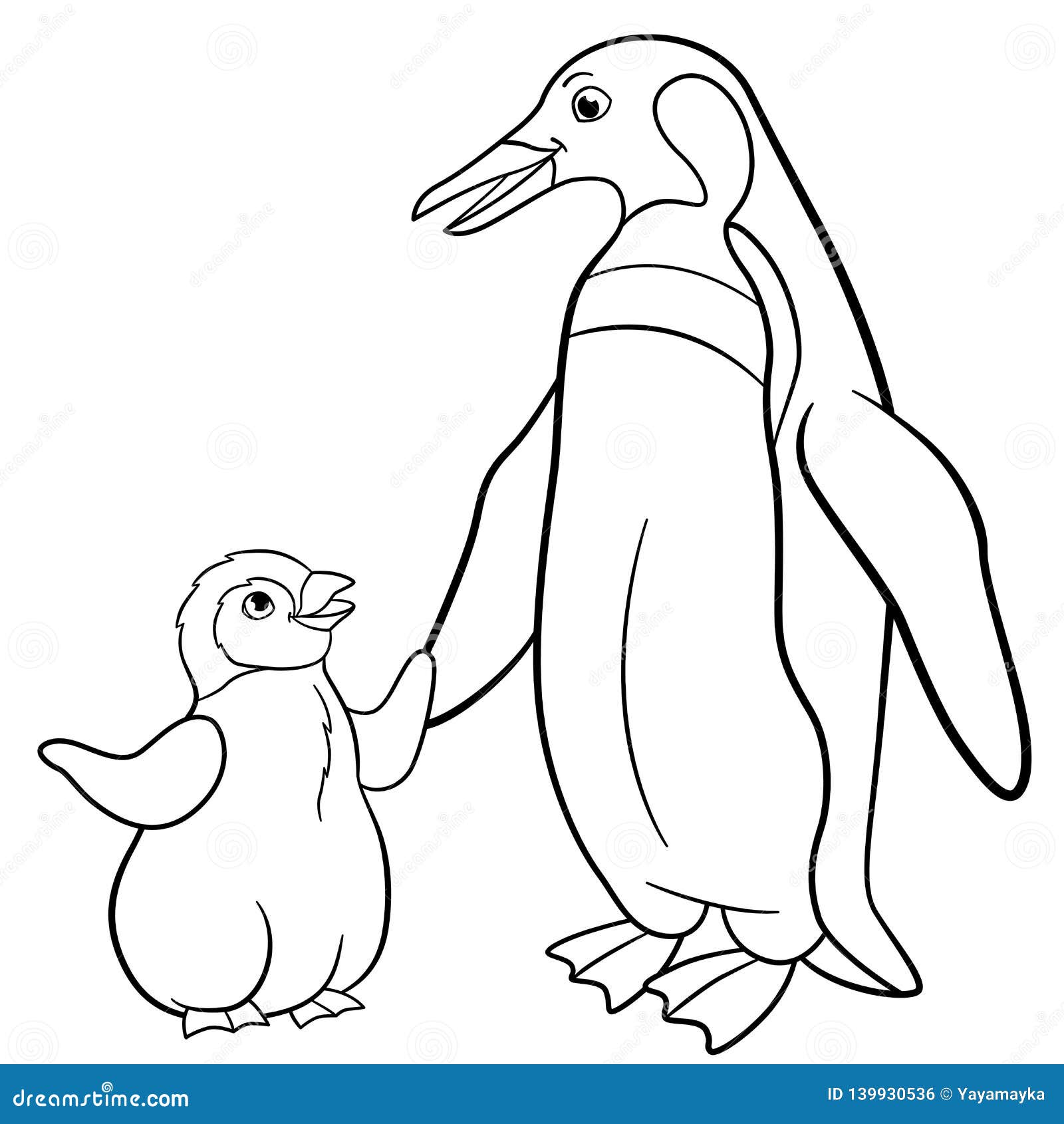 Mommy And Baby Vector Design Images, Cute Mommy And Baby Penguin