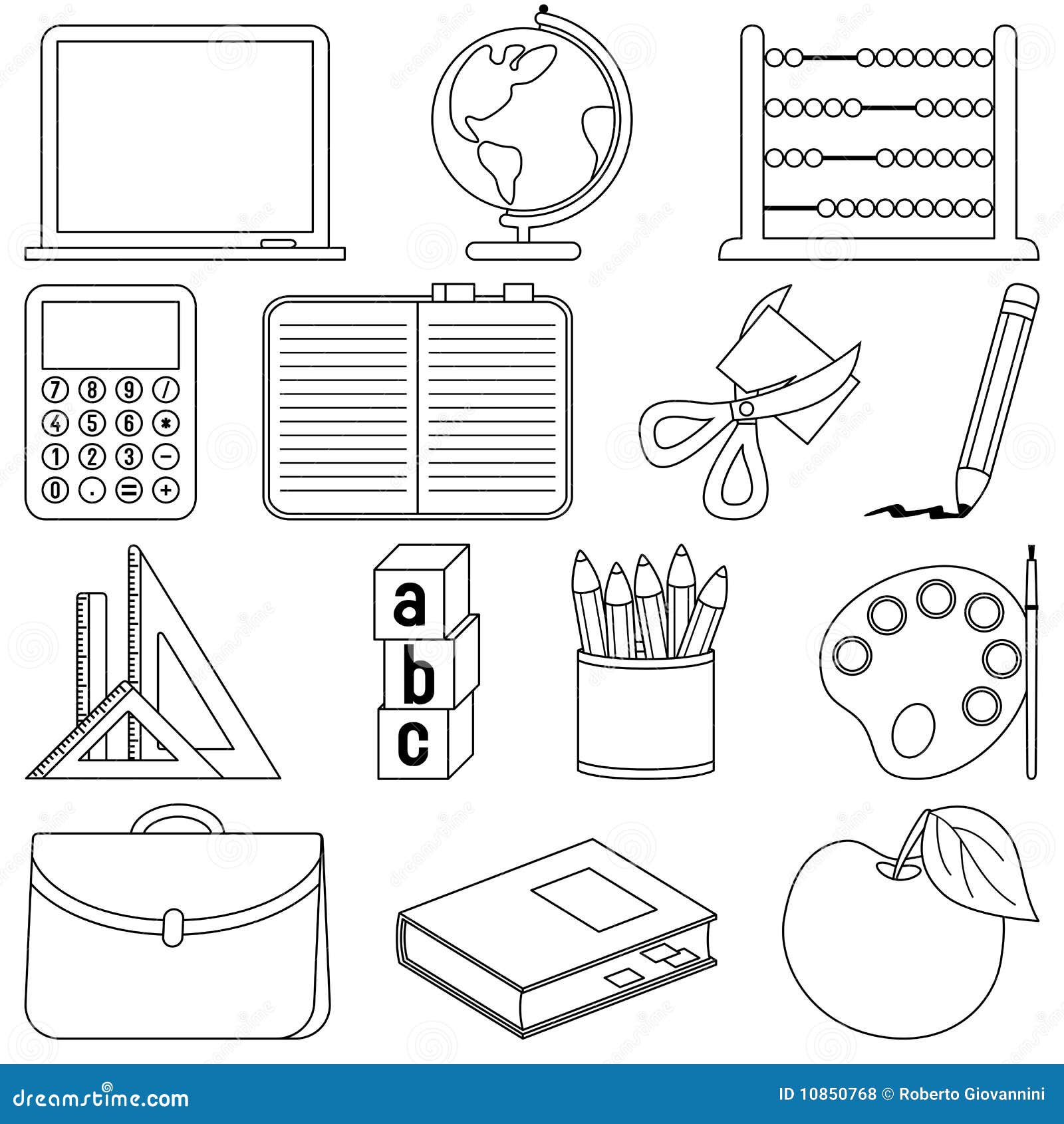 coloring school icons 10850768