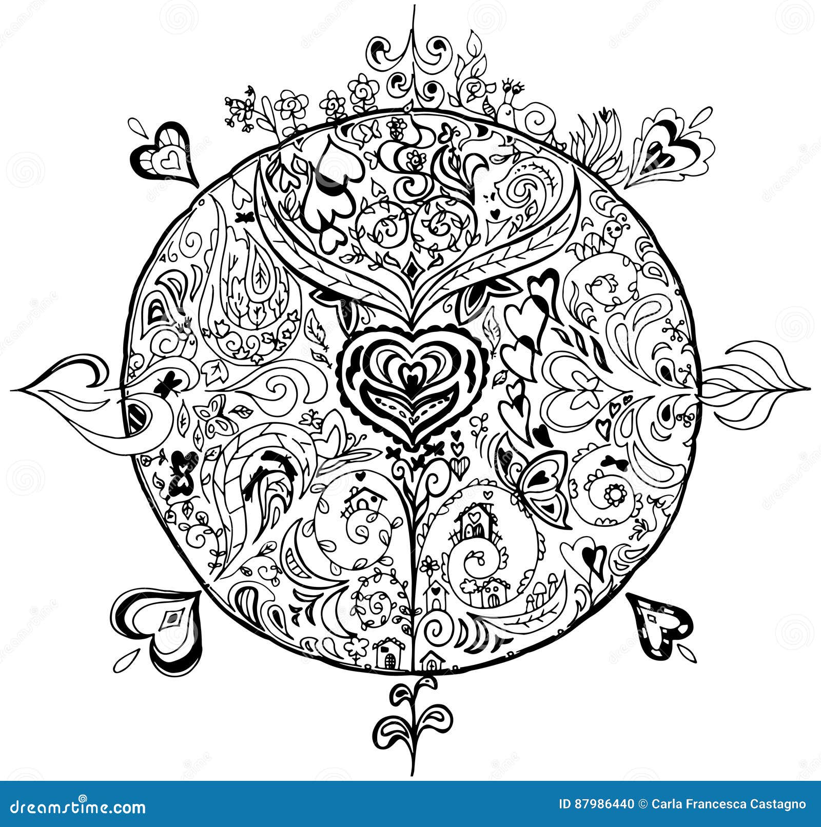 Coloring Spring Mandala stock vector. Illustration of ...