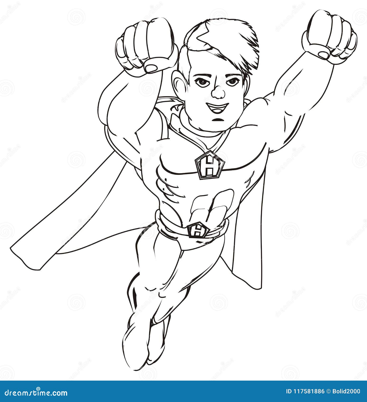 Coloring superhero flying stock illustration. Illustration of magic ...