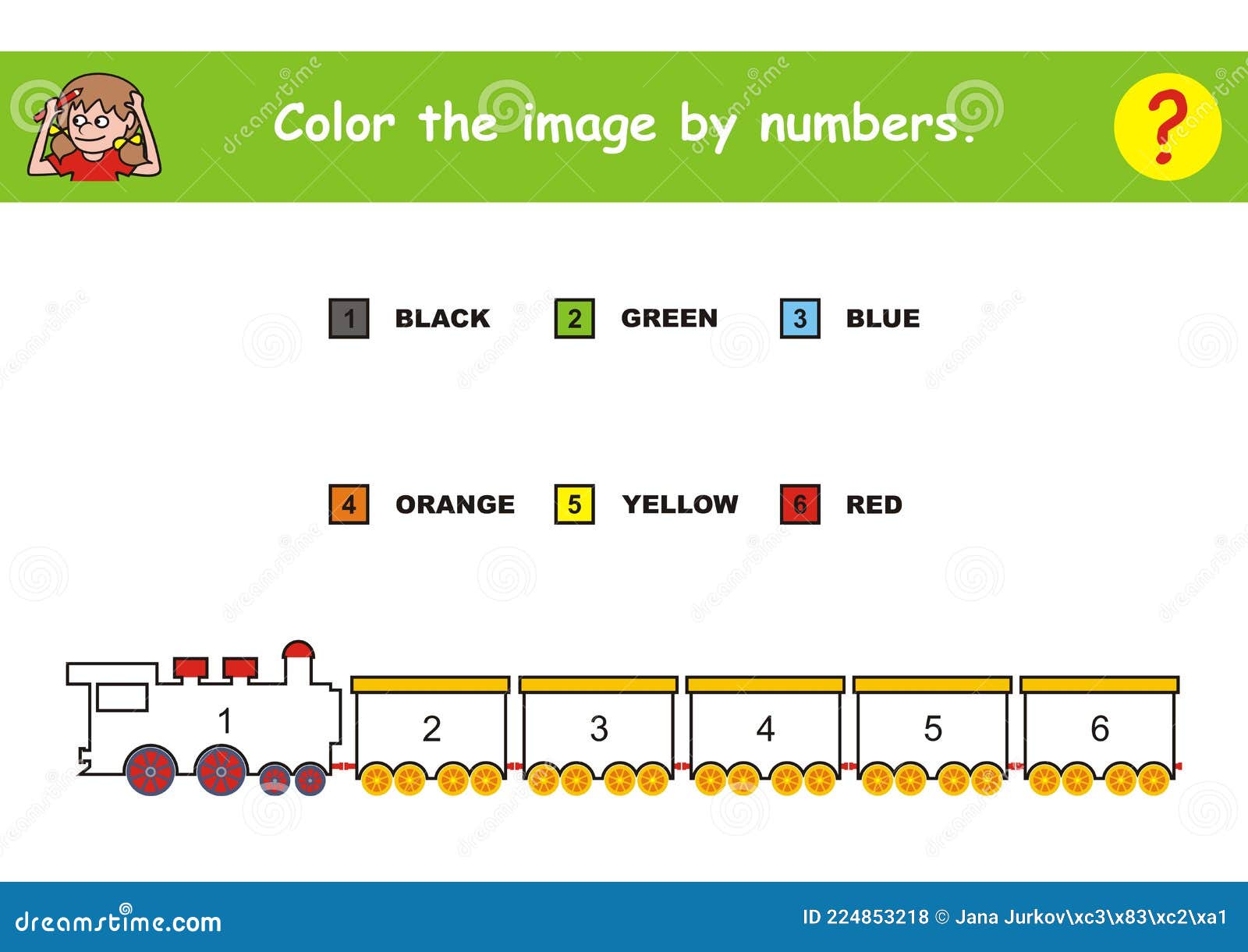 Jogo de cores por números para crianças página para colorir com um