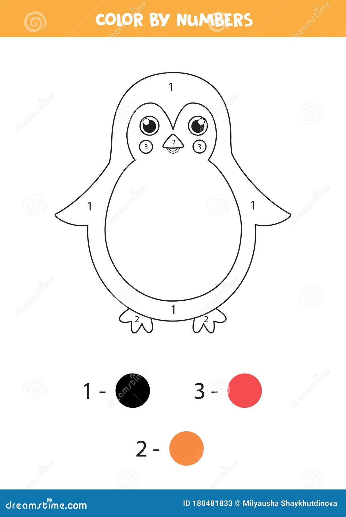 Colorir por jogo de números. ilustração em vetor de jogo de colorir com  pinguim de desenho animado para livro de colorir infantil