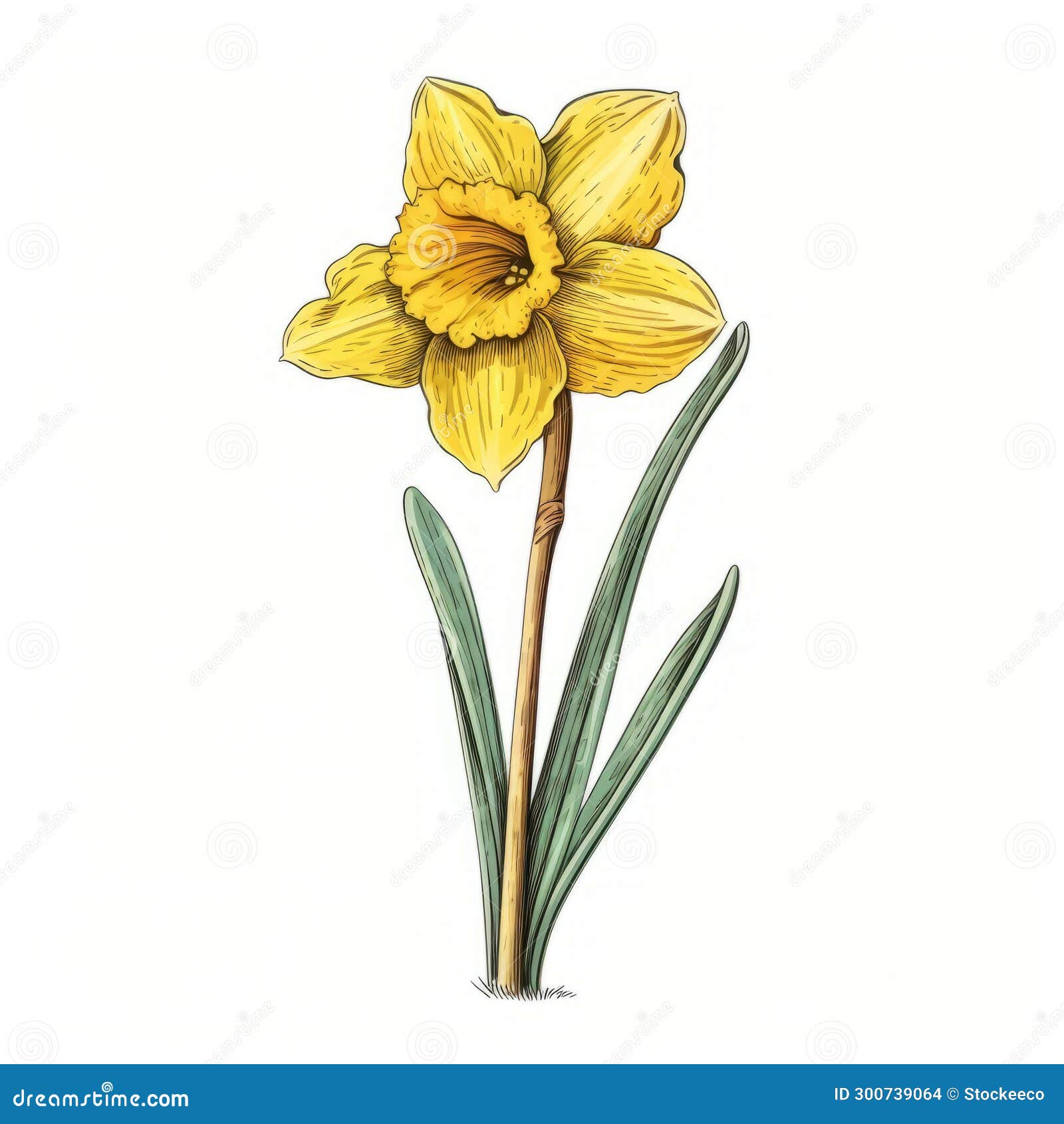 colorized yellow daffodil: traditional techniques reimagined in pop-culture-infused 