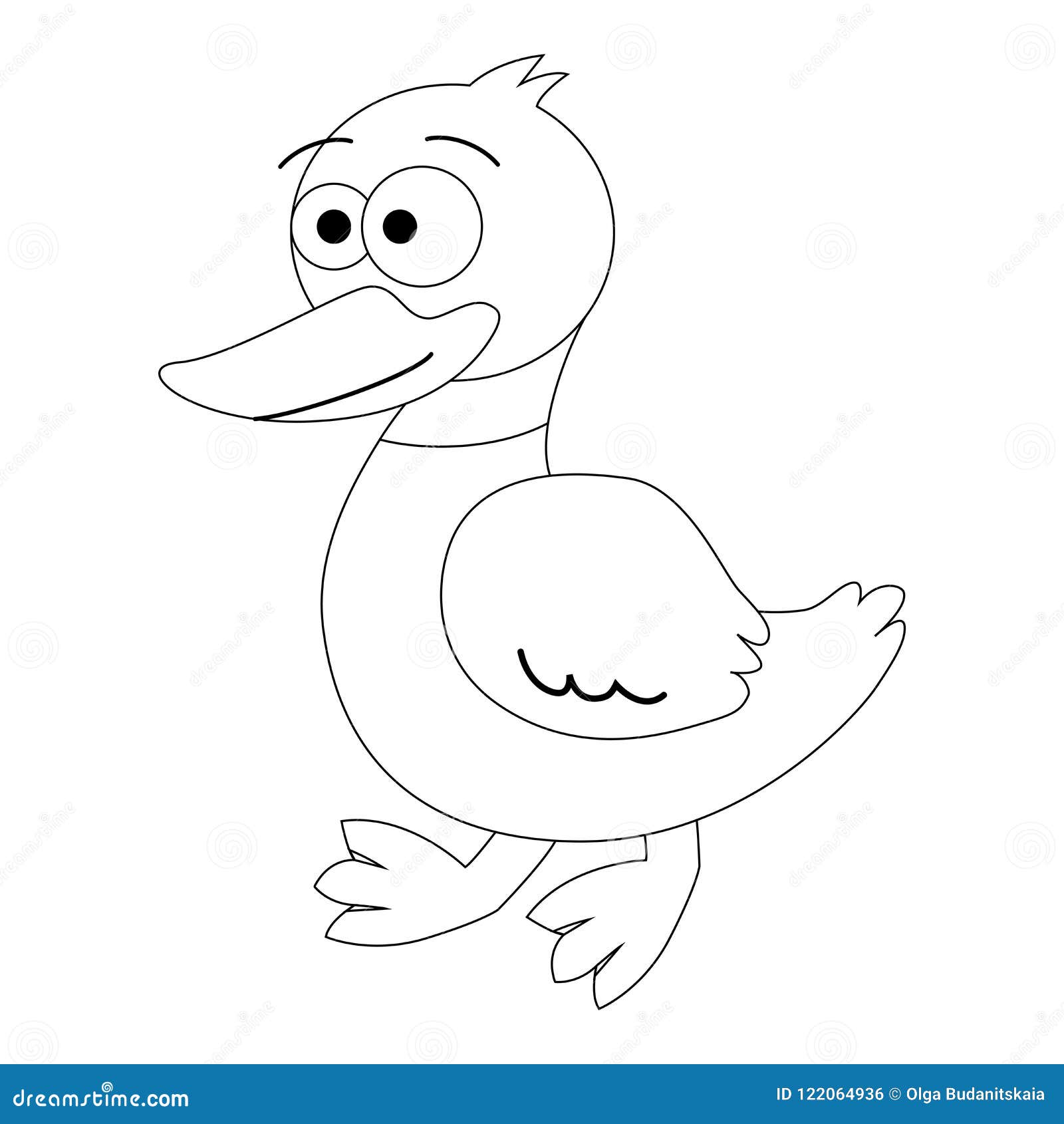 colorles funny cartoon duck.