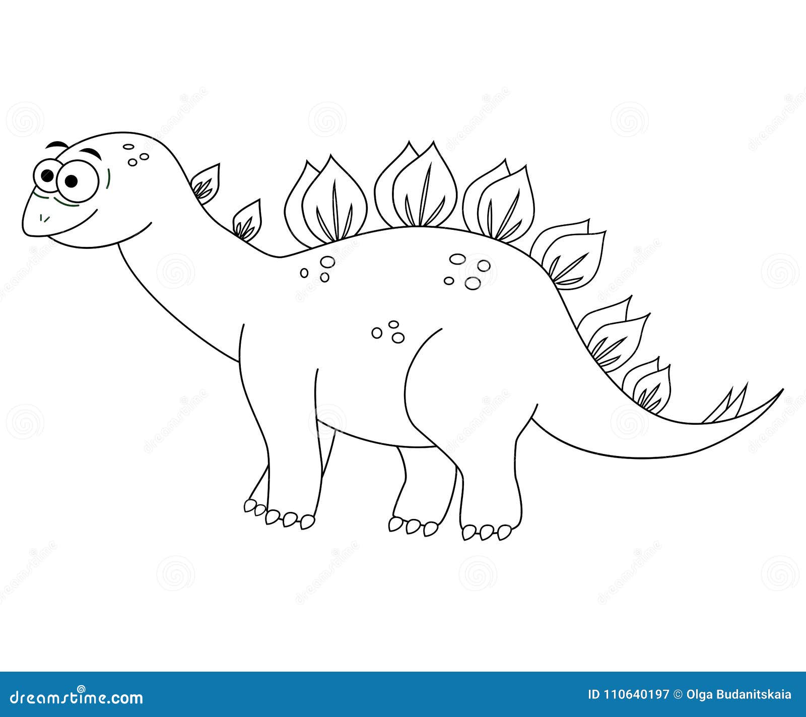 Colorles Funny Cartoon Stegosaurus. Vector Illustration. Colorin Stock