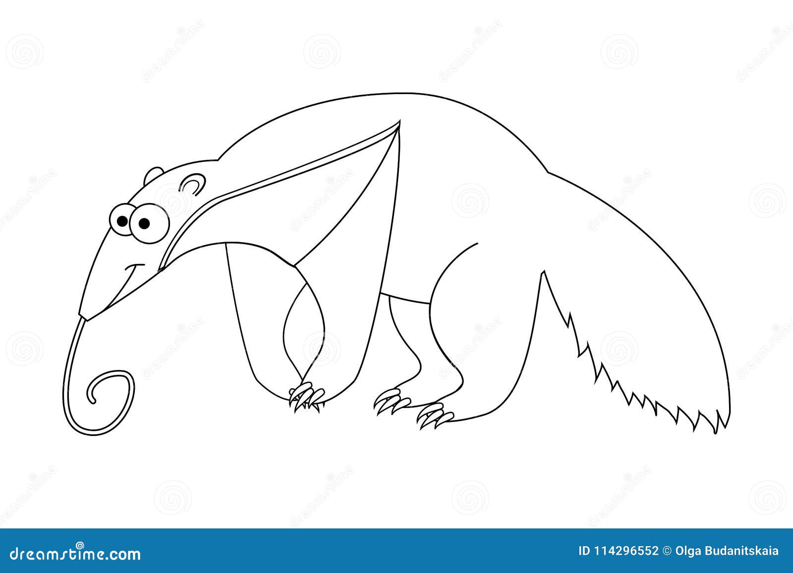 Colorless Funny Cartoon Anteater. Stock Vector   Illustration of ...