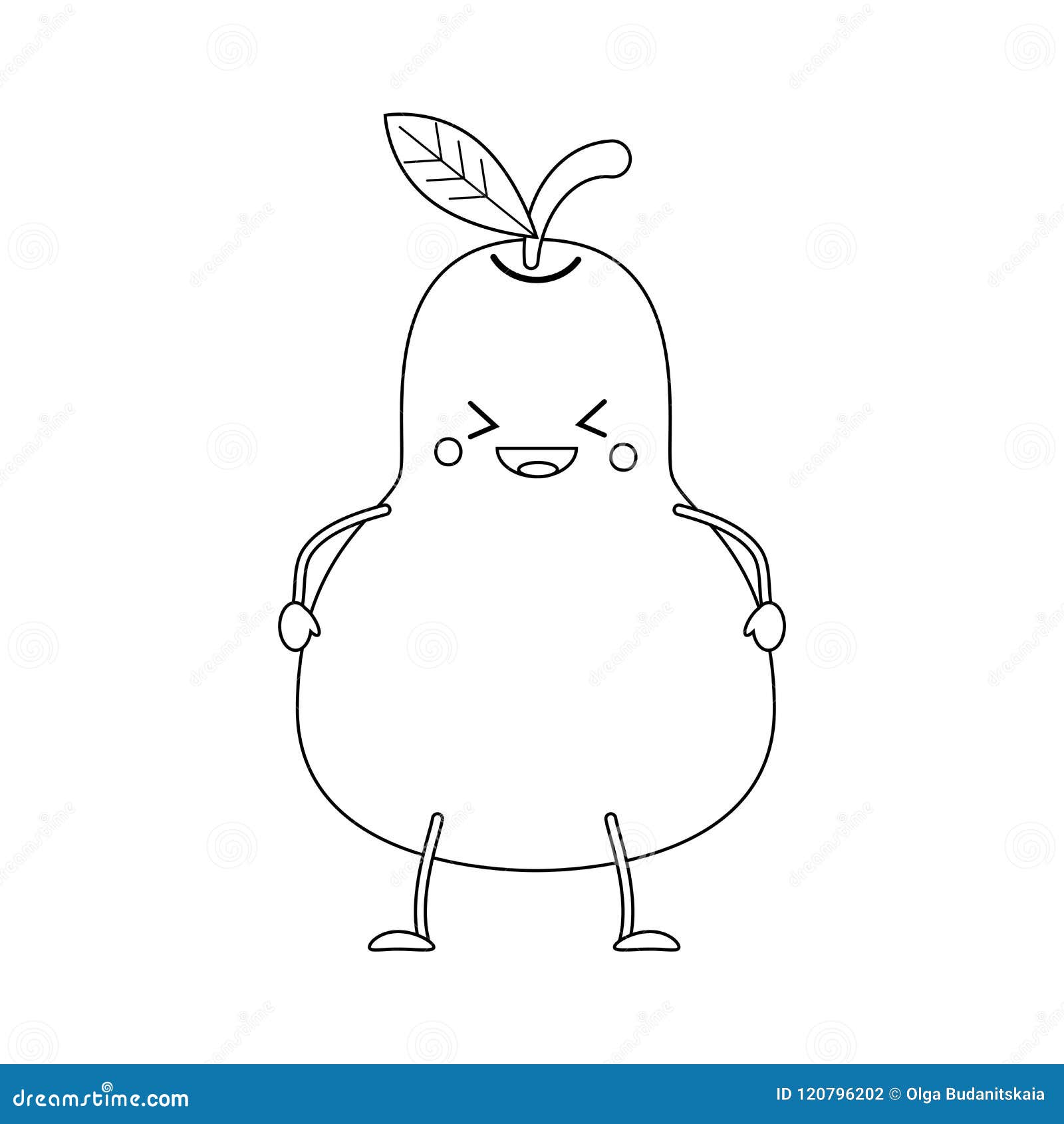 Colorless Funny Cartoon Pear. Stock Vector - Illustration of black