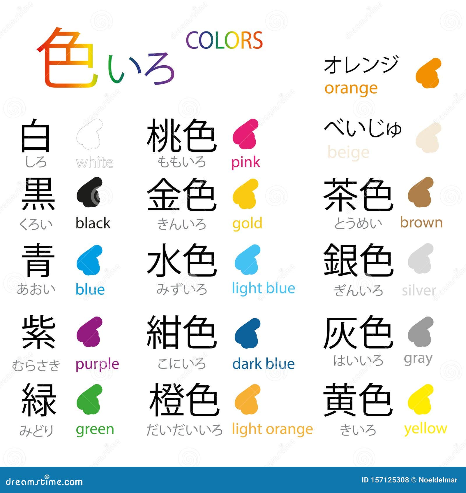 Colors in Japanese Vector Art Stock Illustration - Illustration of