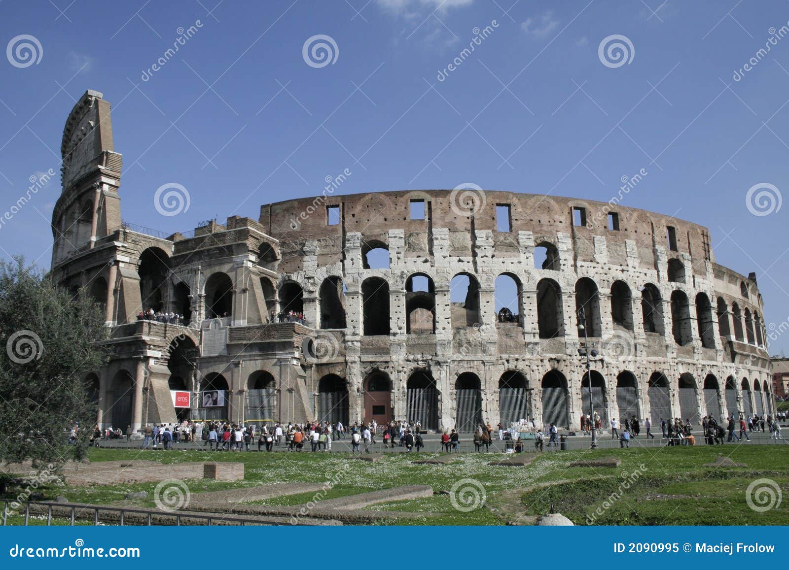 πρωινό πλάνο της Ρώμης ορόσημων της Ιταλίας colosseum