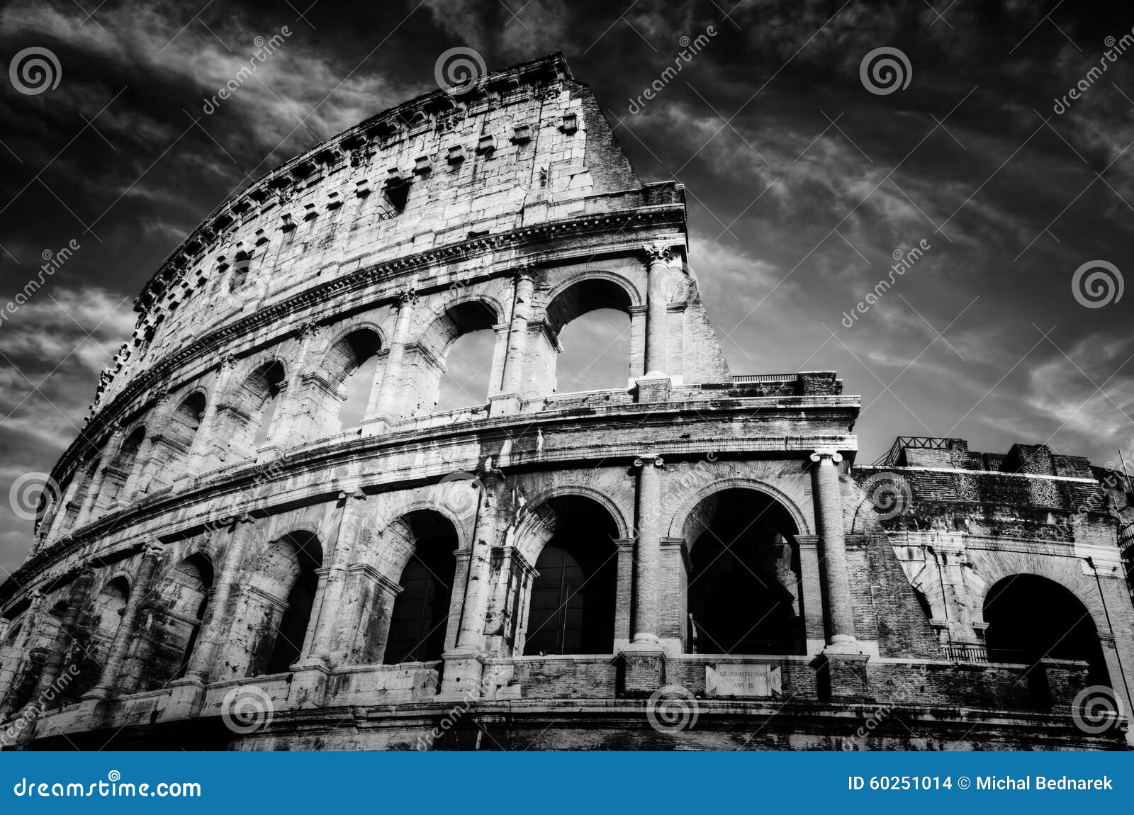 colosseum in rome, italy. amphitheatre in black and white