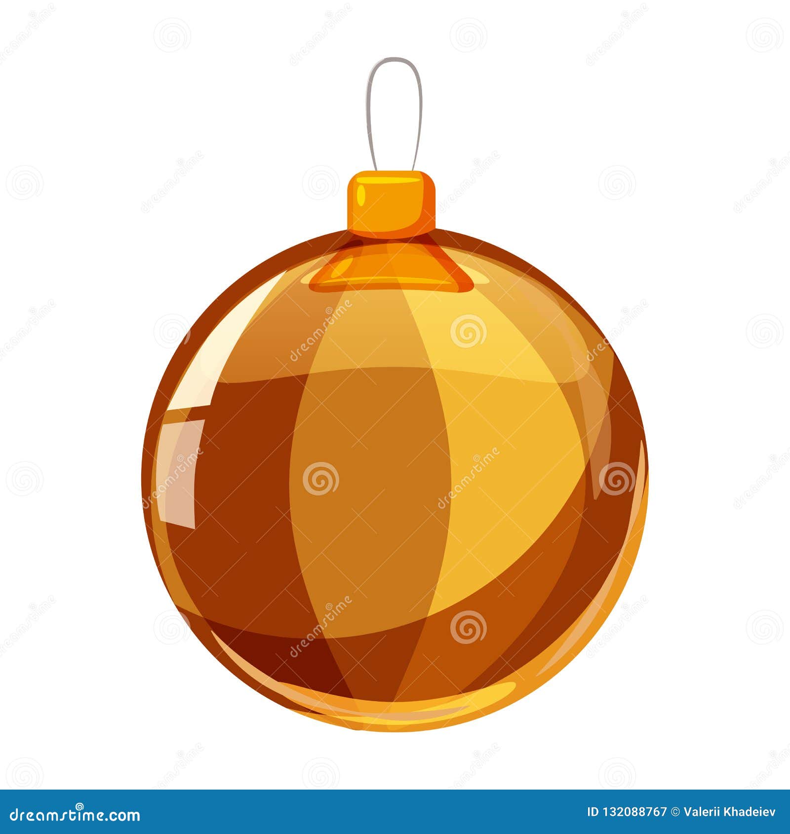 Colour Christmas Gold Ball Isolated on White Background. Vector  Illustration. Cartoon Style Stock Vector - Illustration of merry, color:  132088767