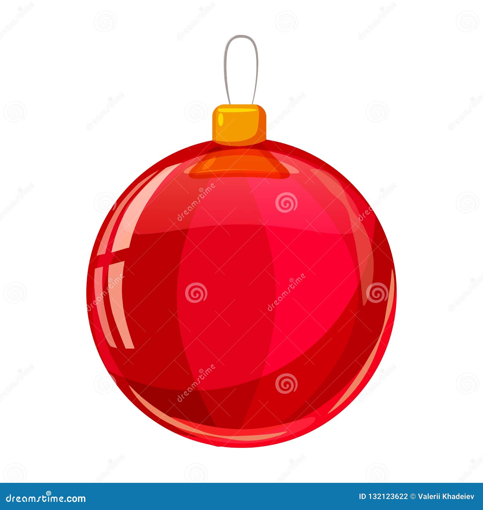 Colour Christmas Red Ball Isolated on White Background. Vector  Illustration. Cartoon Style Stock Vector - Illustration of decor, happy:  132123622
