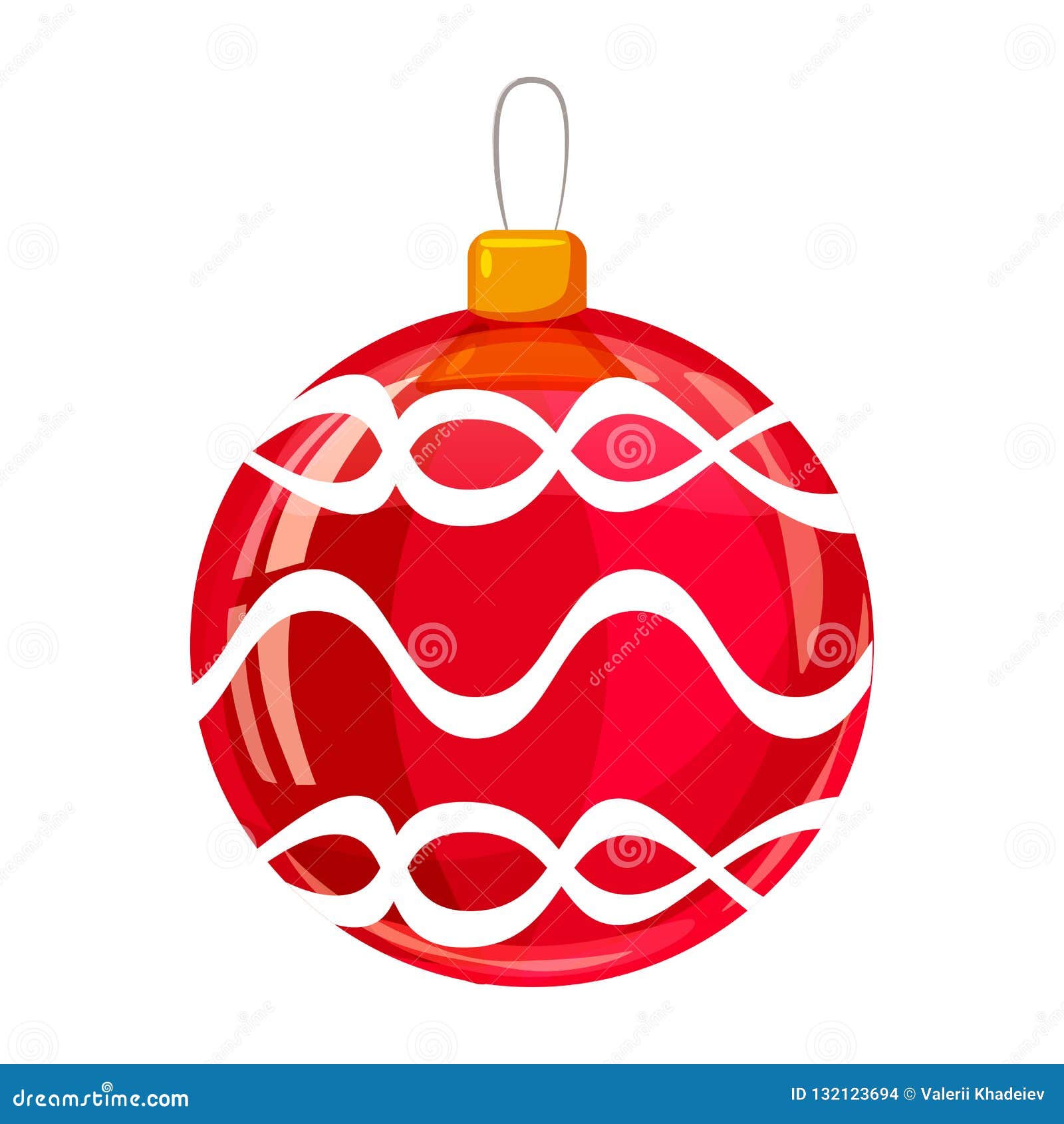 Colour Decorated Christmas Red Ball Isolated on White Background. Vector  Illustration. Cartoon Style Stock Vector - Illustration of cartoon,  colorful: 132123694
