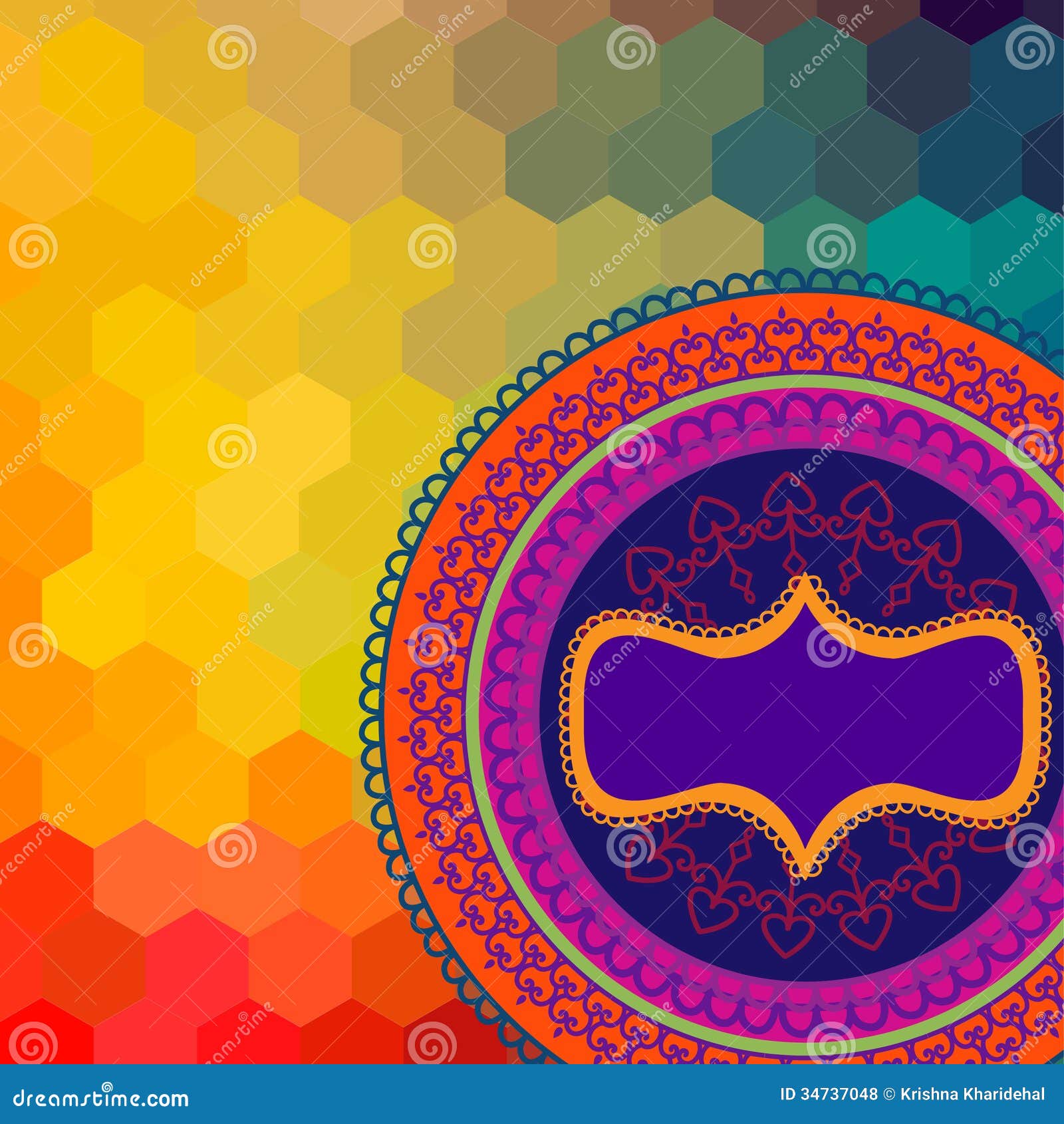 Colour Henna  Mandala Background Stock Vector 