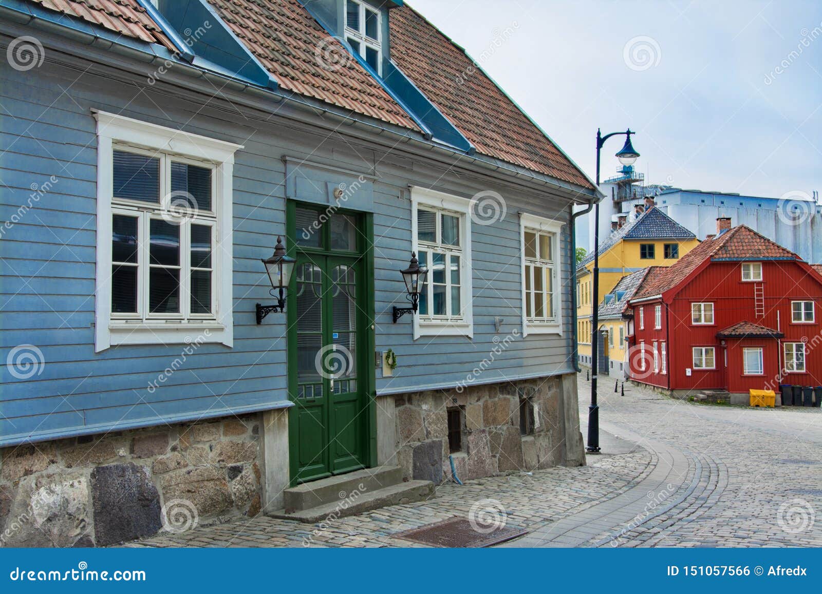 Colour Houses in Moss, Norway Stock Photo Image of landscape