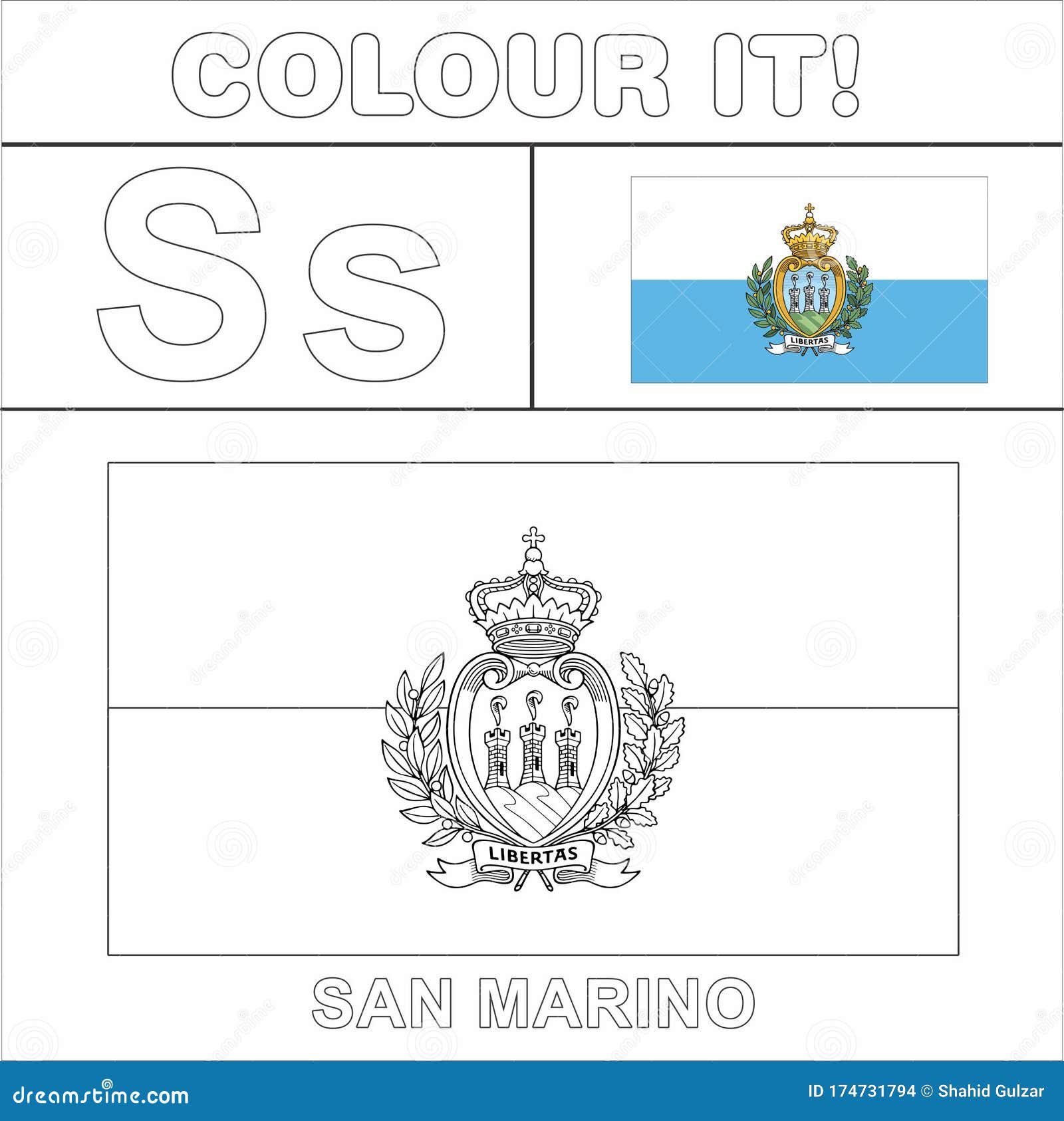 Download Colour It Kids Colouring Page Country Starting From English Letter `S` San Marino How To Color ...