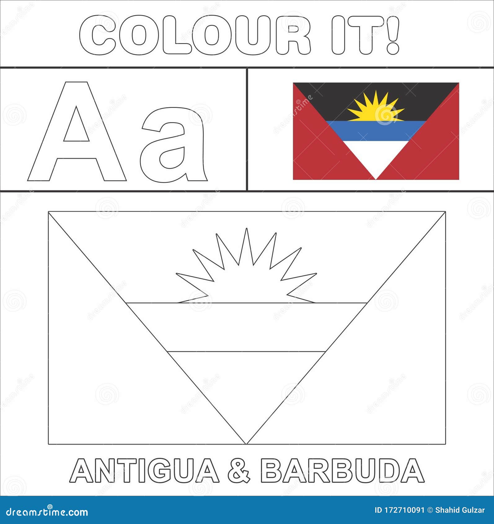 colour it kids colouring page country starting from english letter a a antigua & barbuda  how to colorflag