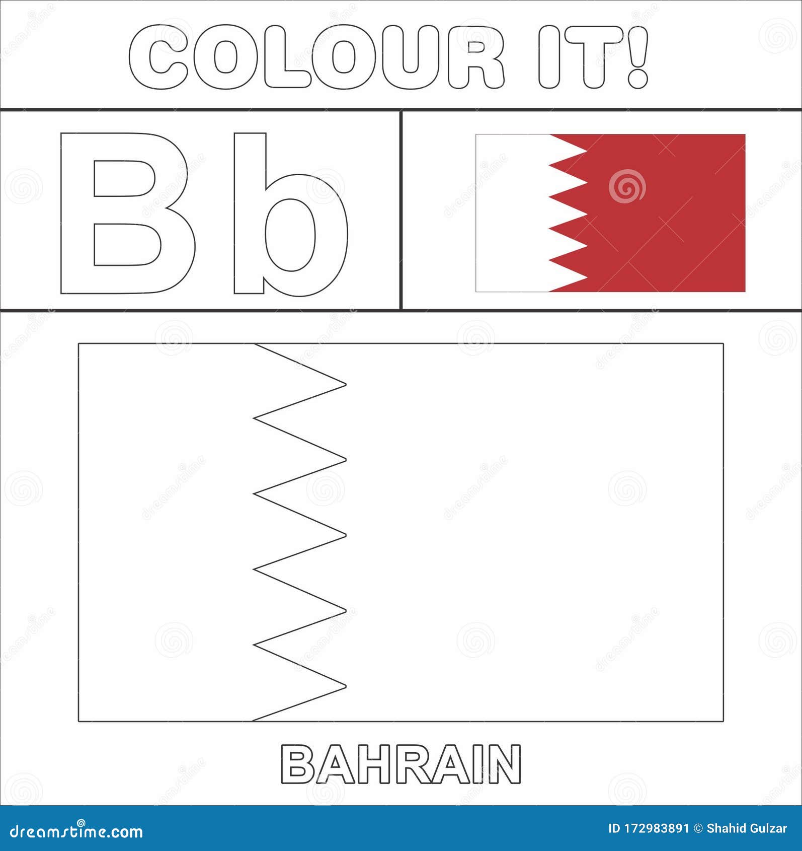 Download Colour It Kids Colouring Page Country Starting From English Letter `B` Bahrain How To Color Flag ...