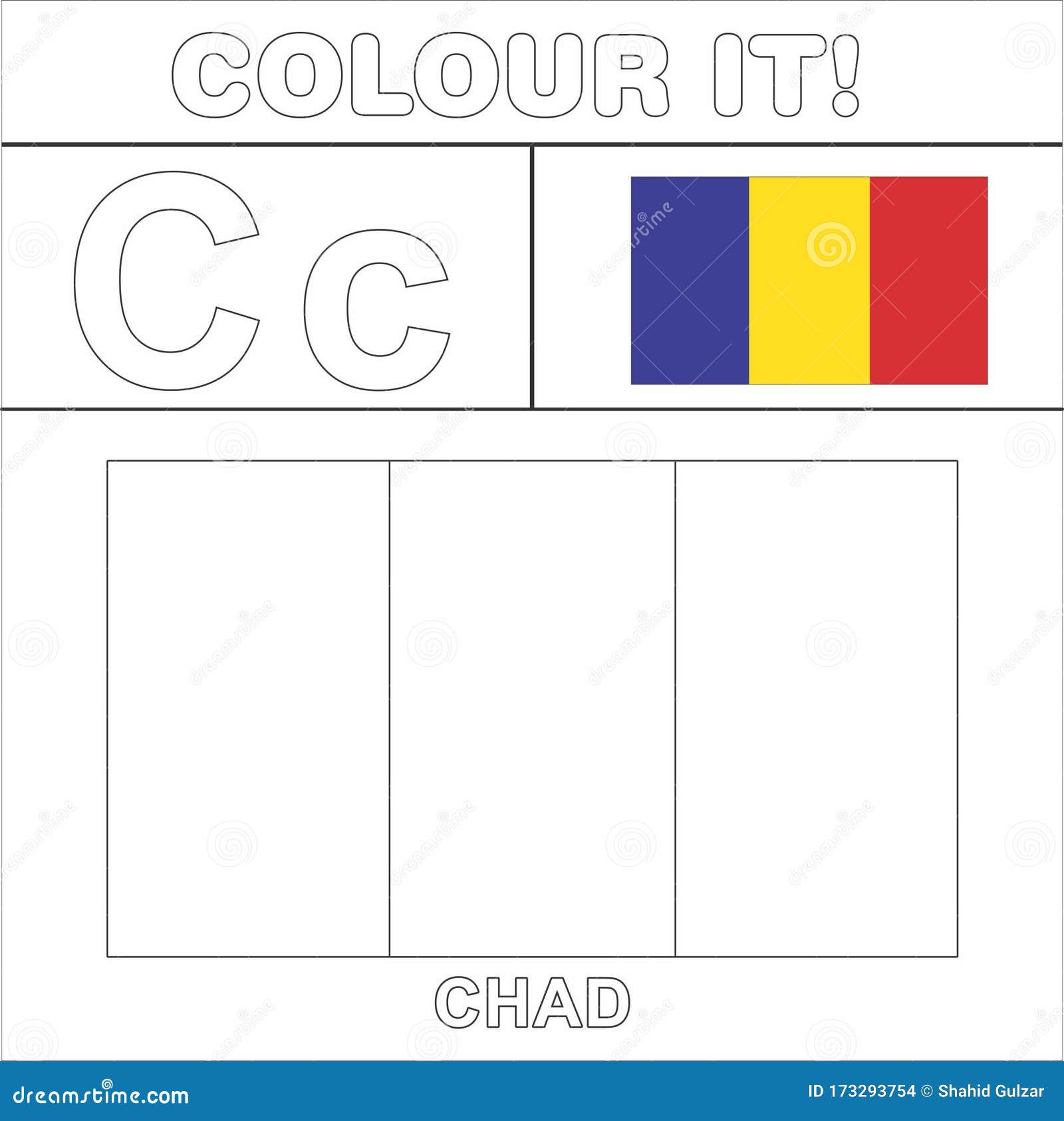 colour it kids colouring page country starting from english letter `c` chad   how to color flag