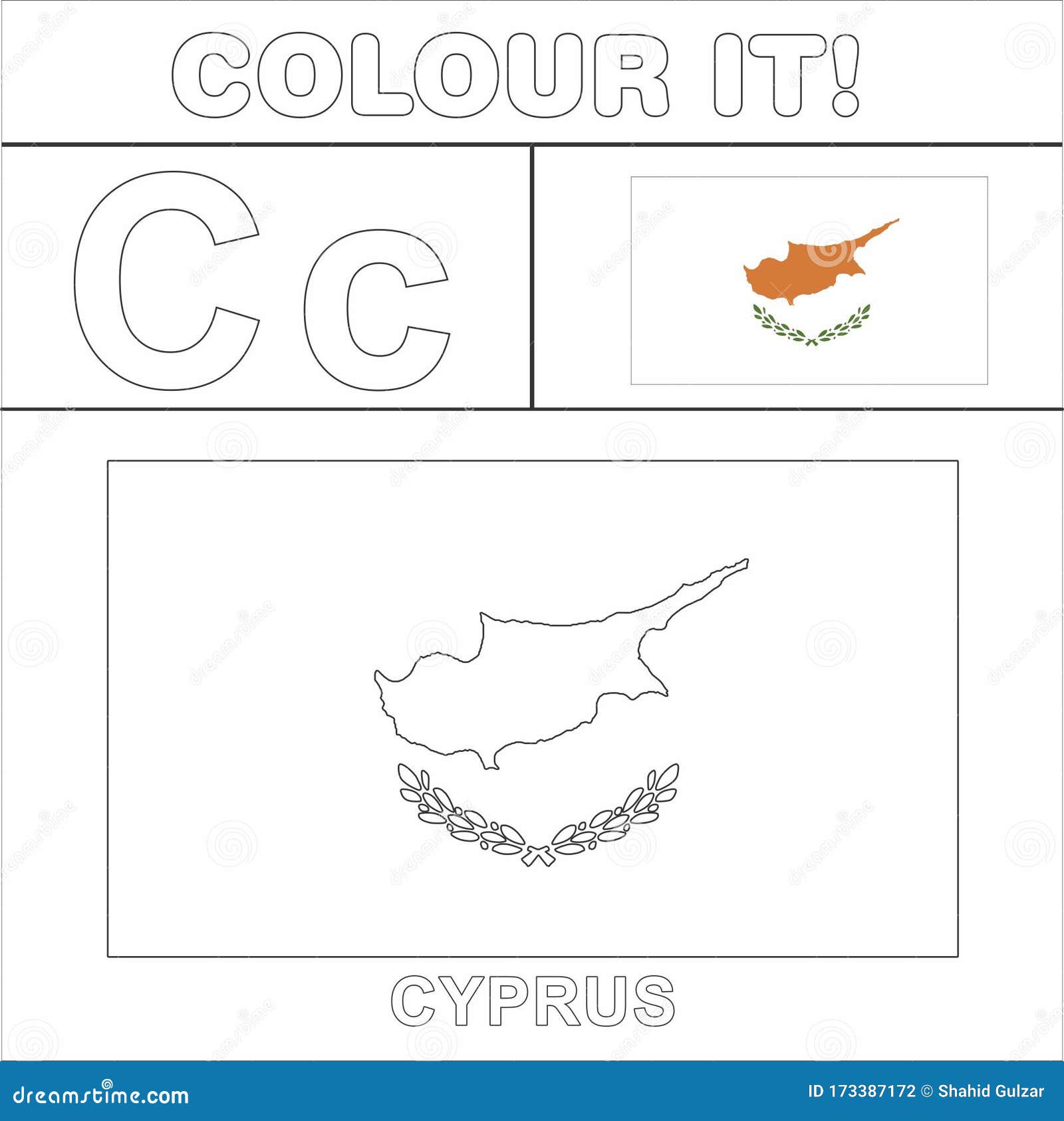 Download Colour It Kids Colouring Page Country Starting From English Letter `C` Cyprus How To Color Flag ...
