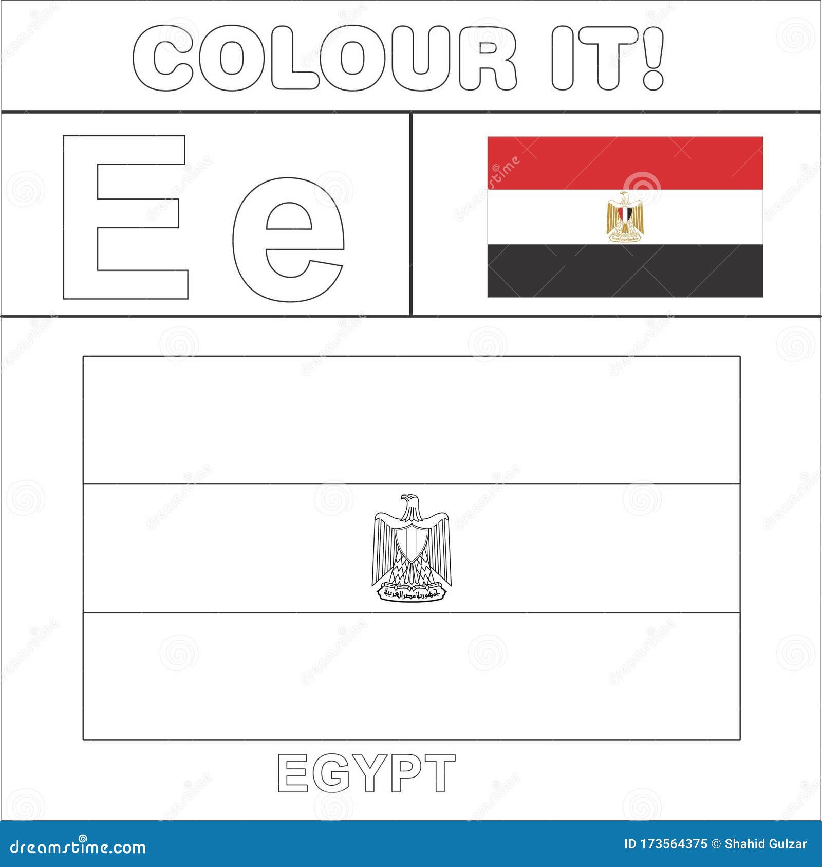 colour it kids colouring page country starting from english letter `e` egypt how to color flag