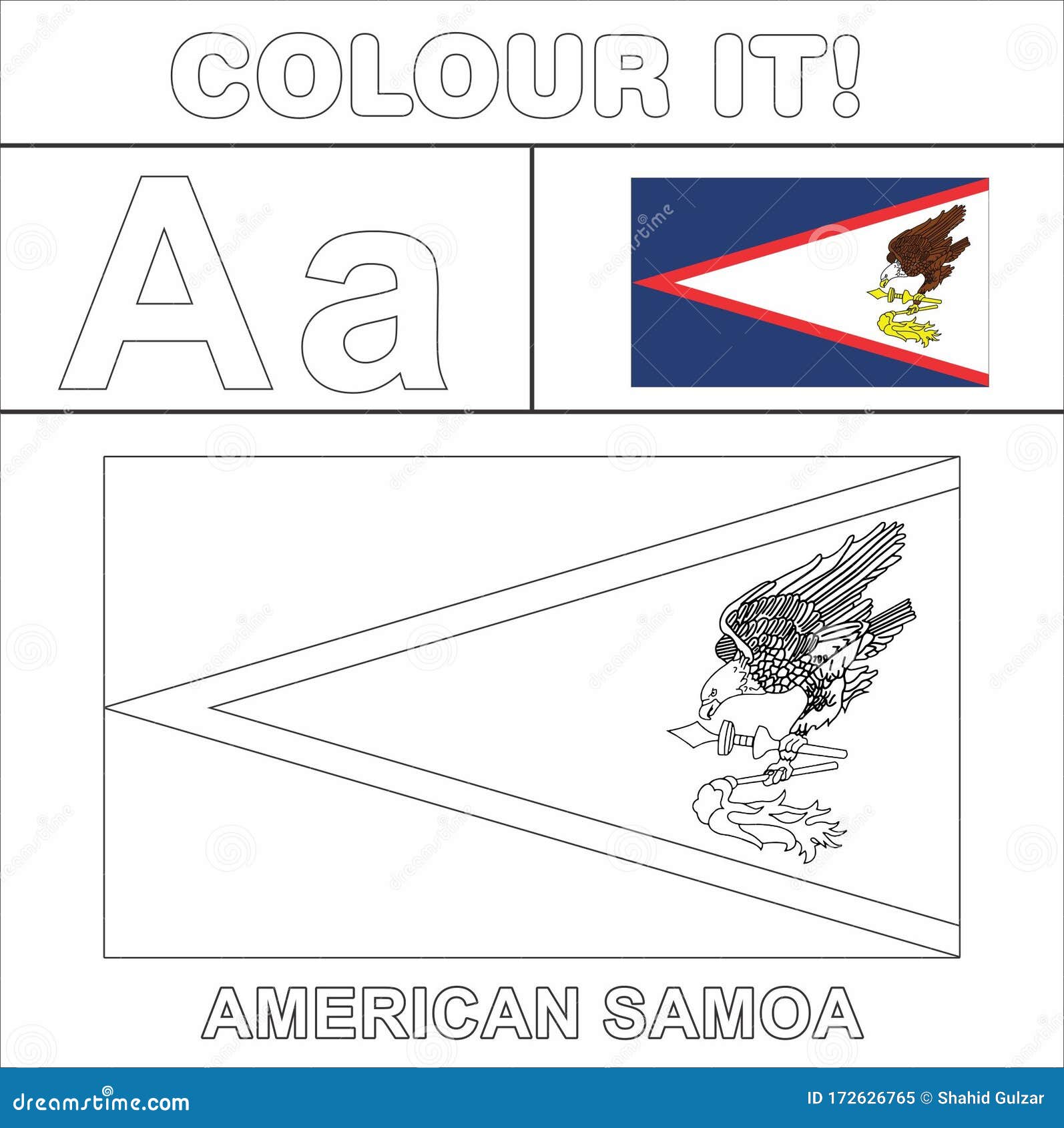 colour it kids colouring page country starting from english letter a a american samoa how to colorflag