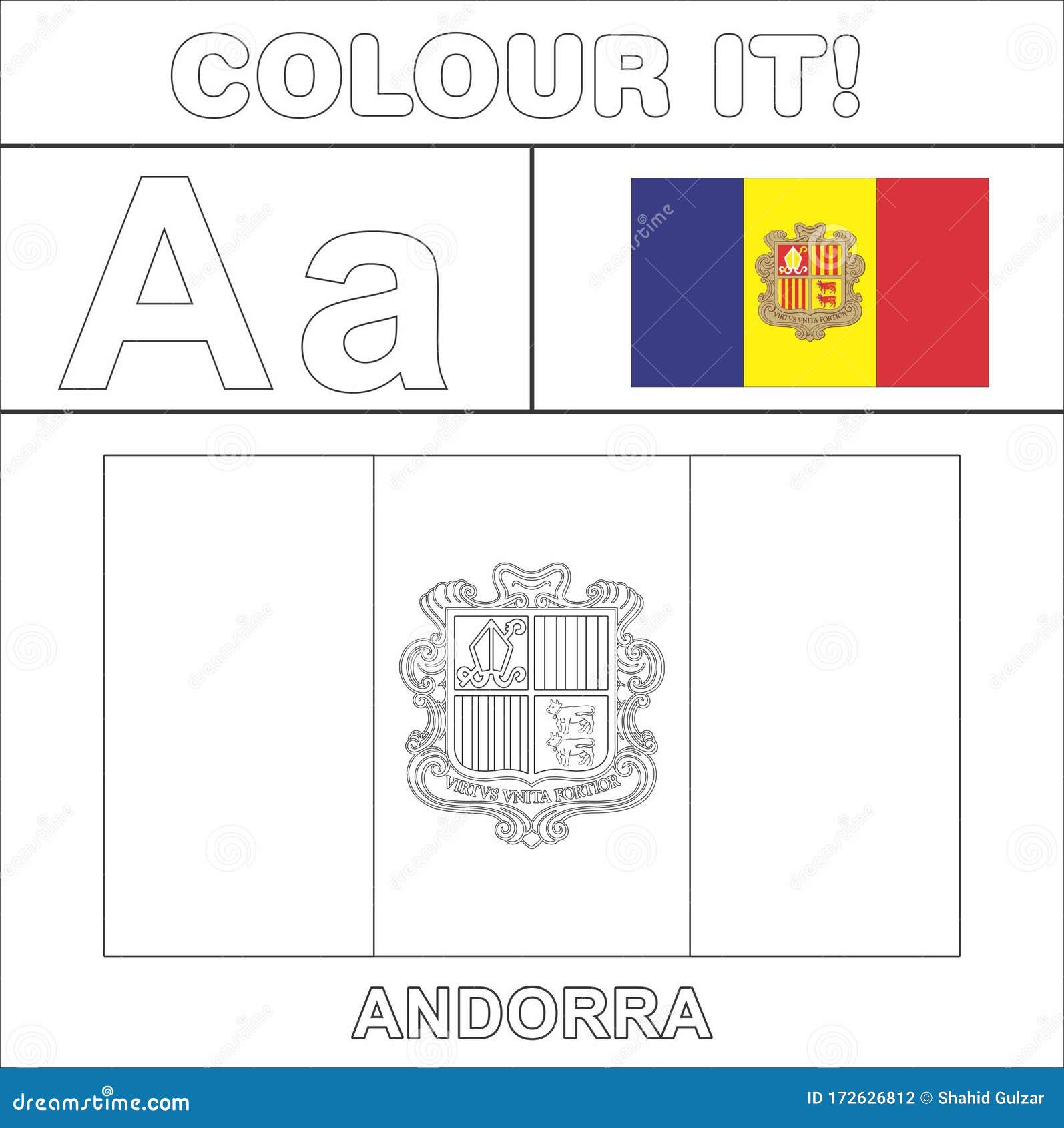 colour it kids colouring page country starting from english letter a a andorra how to colorflag