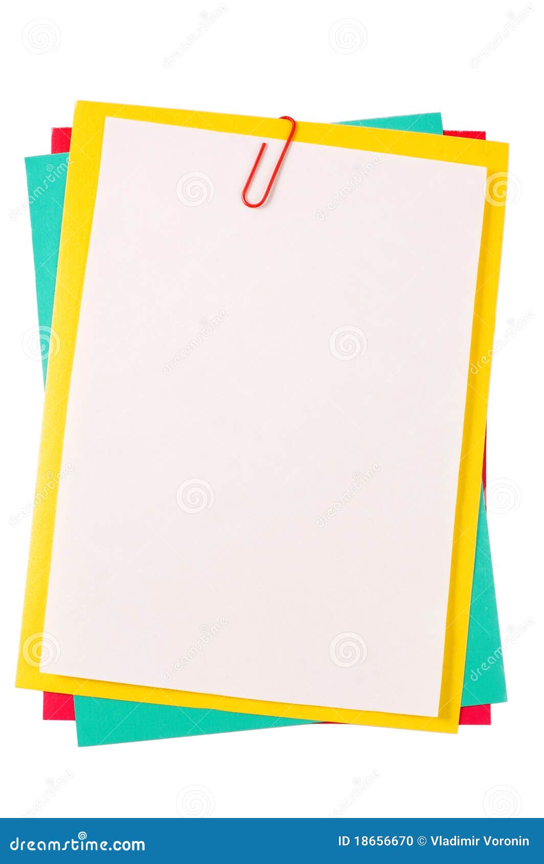 Colour Paper with a Paper Clip Stock Photo - Image of clip, note: 18656670