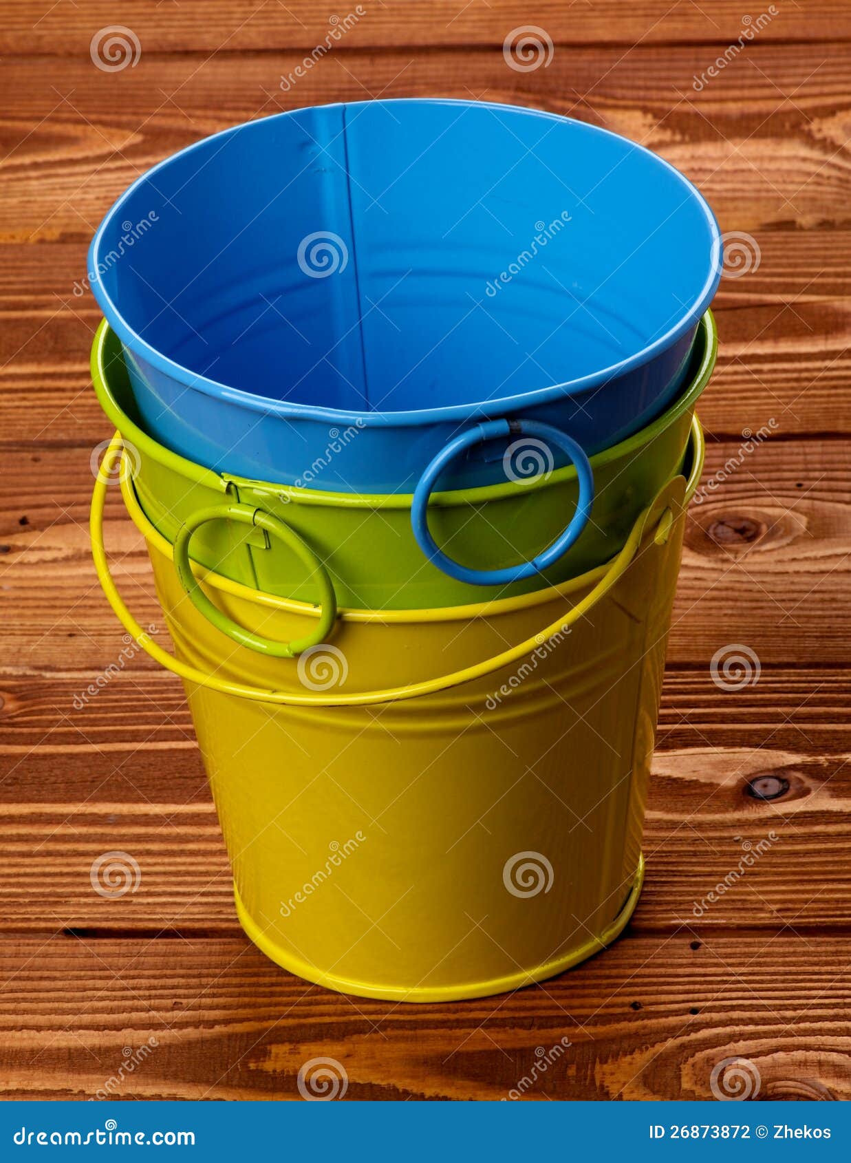 Colour Tin Buckets stock photo. Image of tool, yellow 26873872