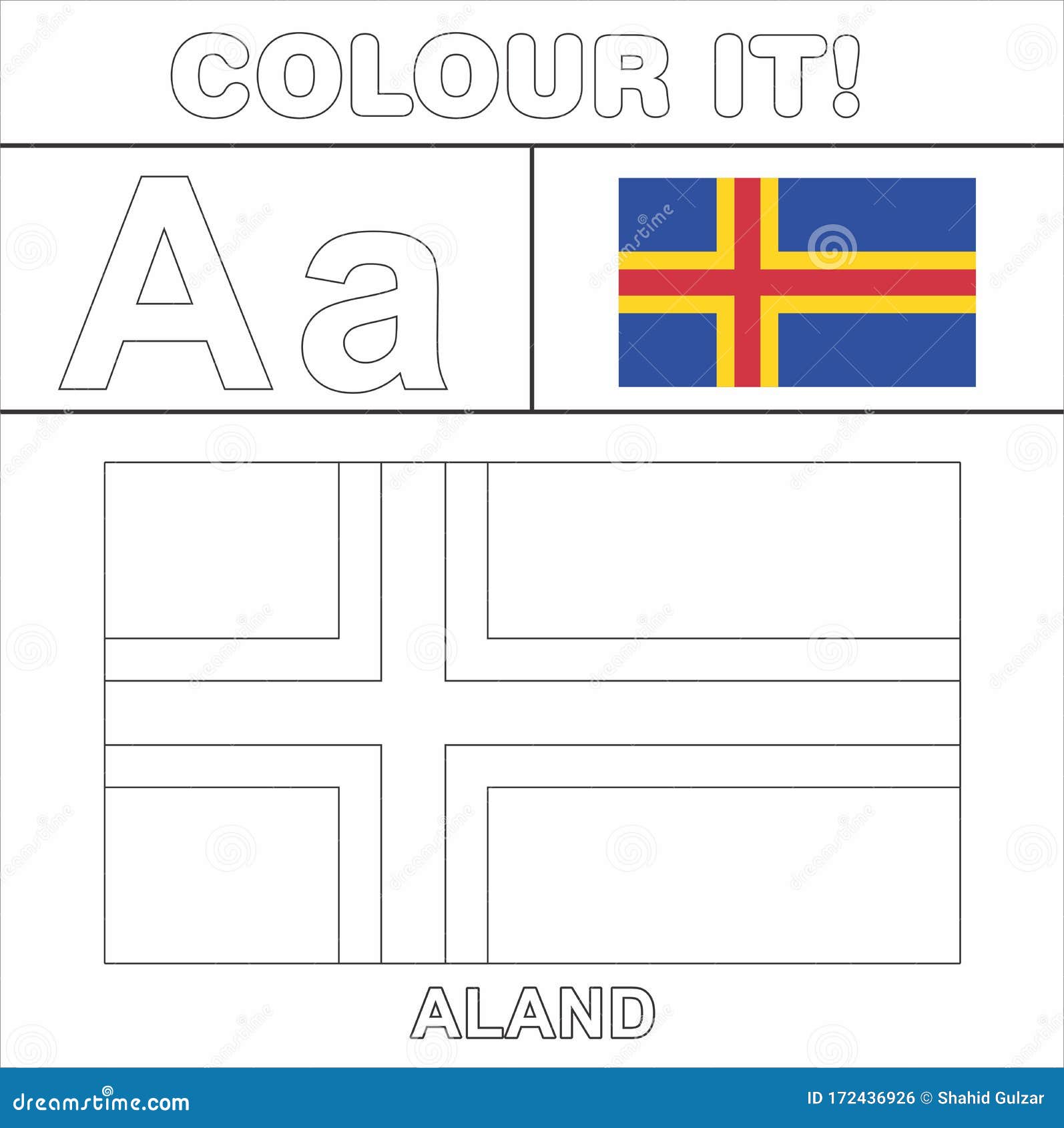 Colour It Vector Coloring Page For Kids Country Flag Starting From English Latter A A Aland Flag Line Drawing Stock Illustration Illustration Of Clip Coloring