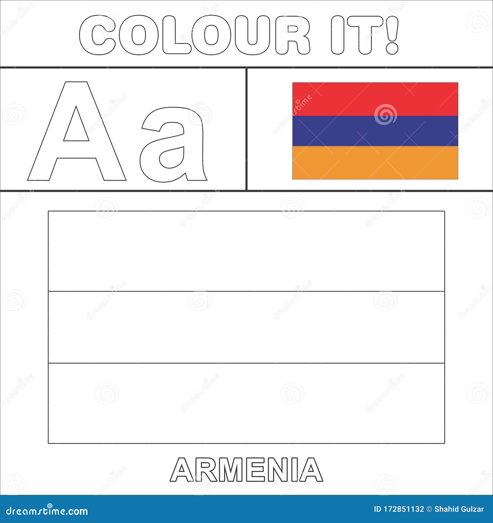 Printable Vector Map of Armenia - Flag