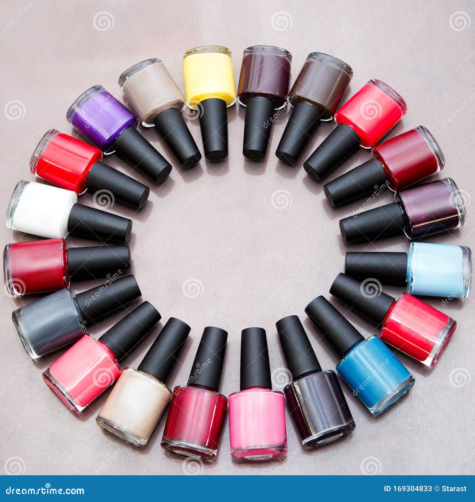 Coloured Nail Polish Bottles Stacked Circle Stock Image Image of