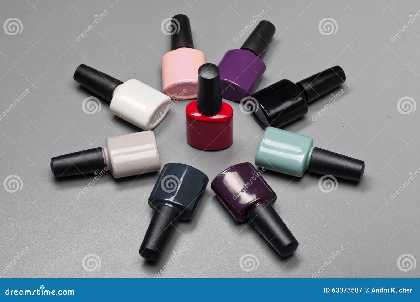 Coloured Nail Polish Bottles Stacked Circle Stock Image Image of