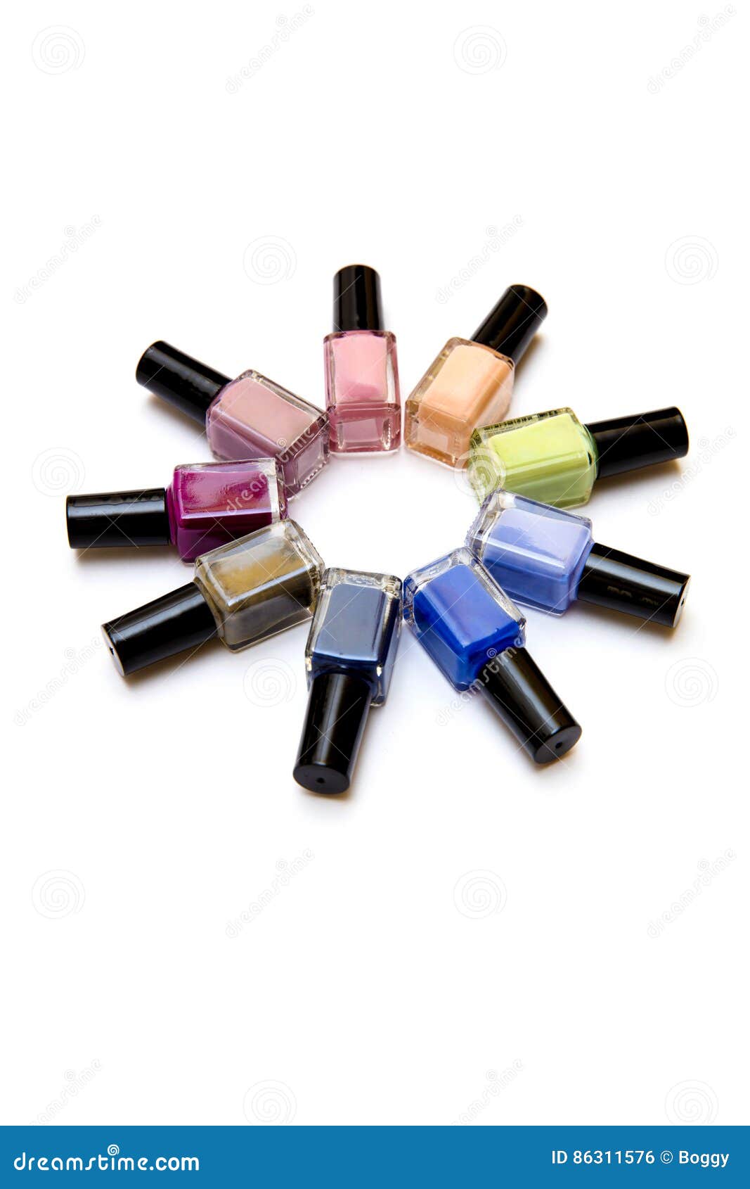 Coloured Nail Polish Bottles Stacked Circle Stock Photo Image of