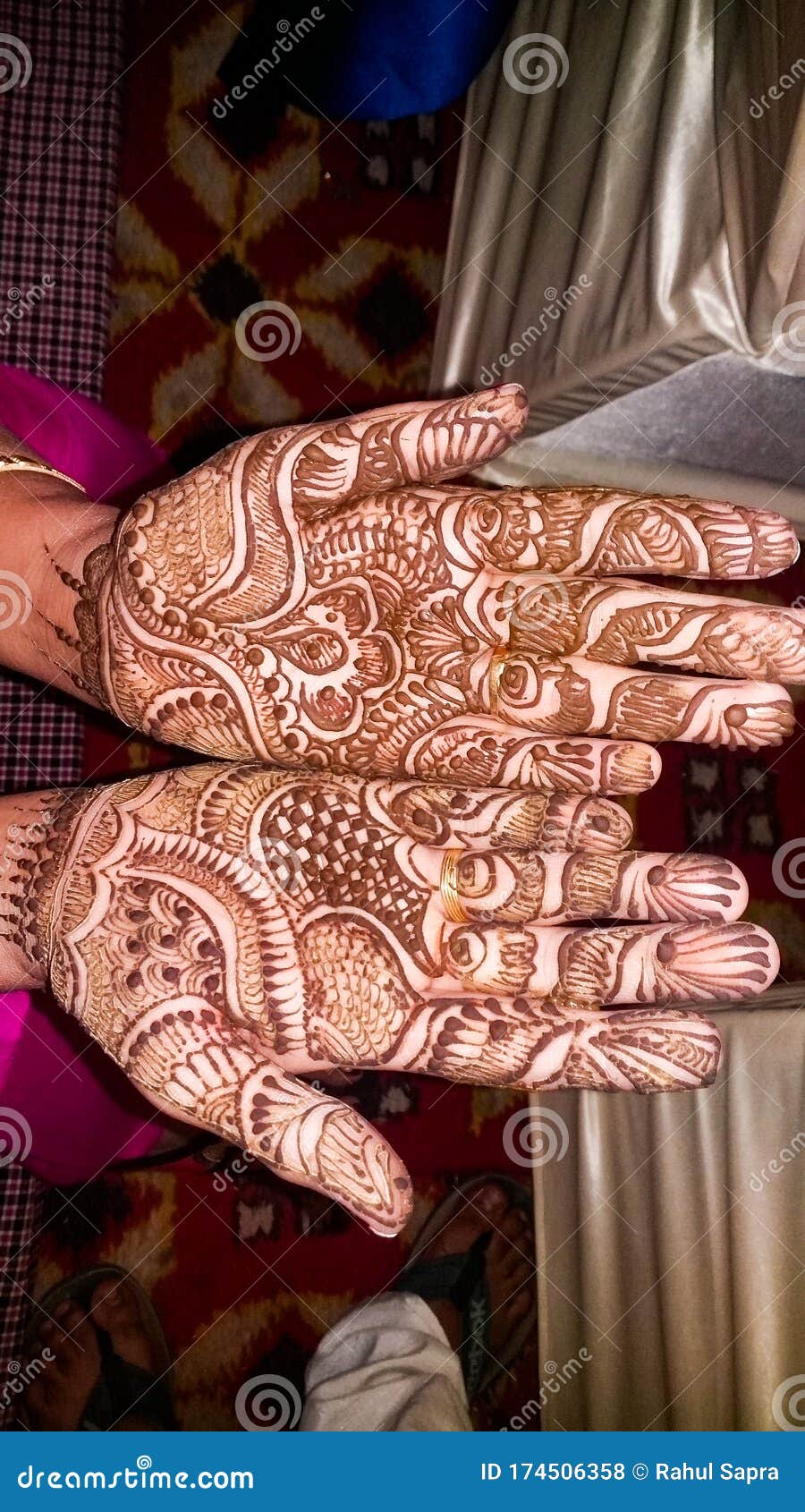 Coloured Painting Designs on the Hands Presenting Indian Tradition in ...