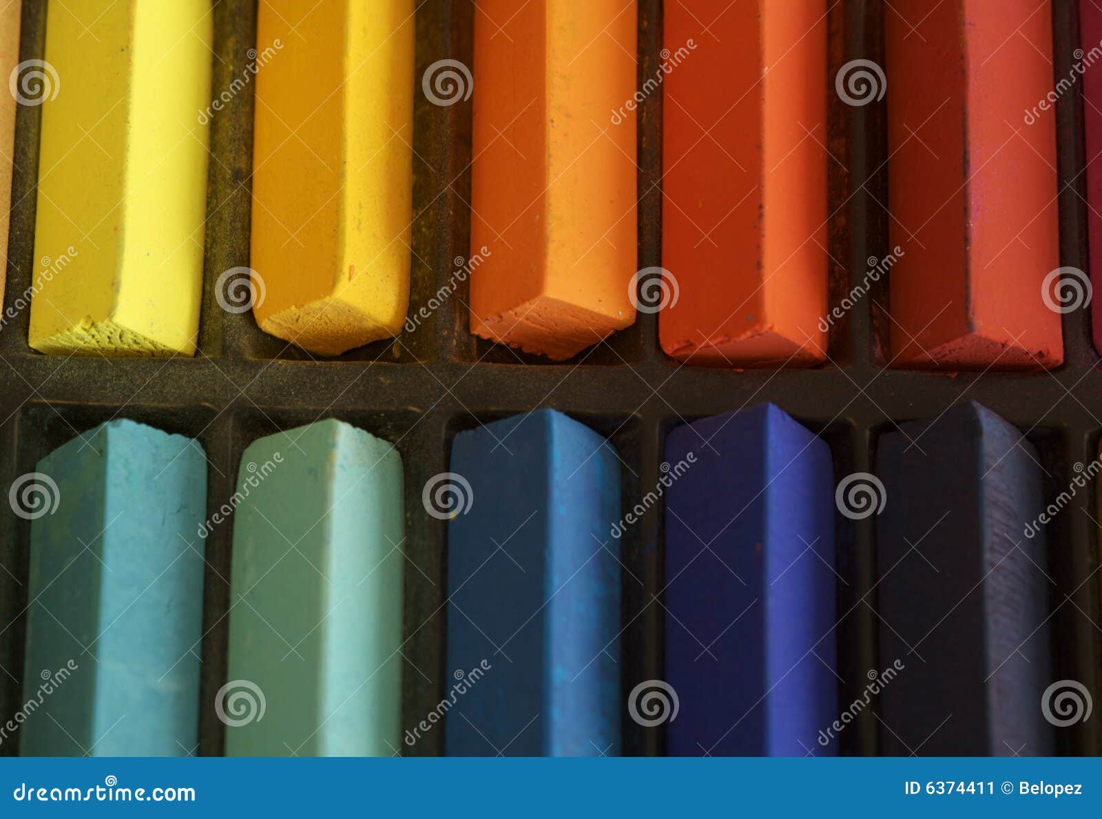 coloured pastels up close