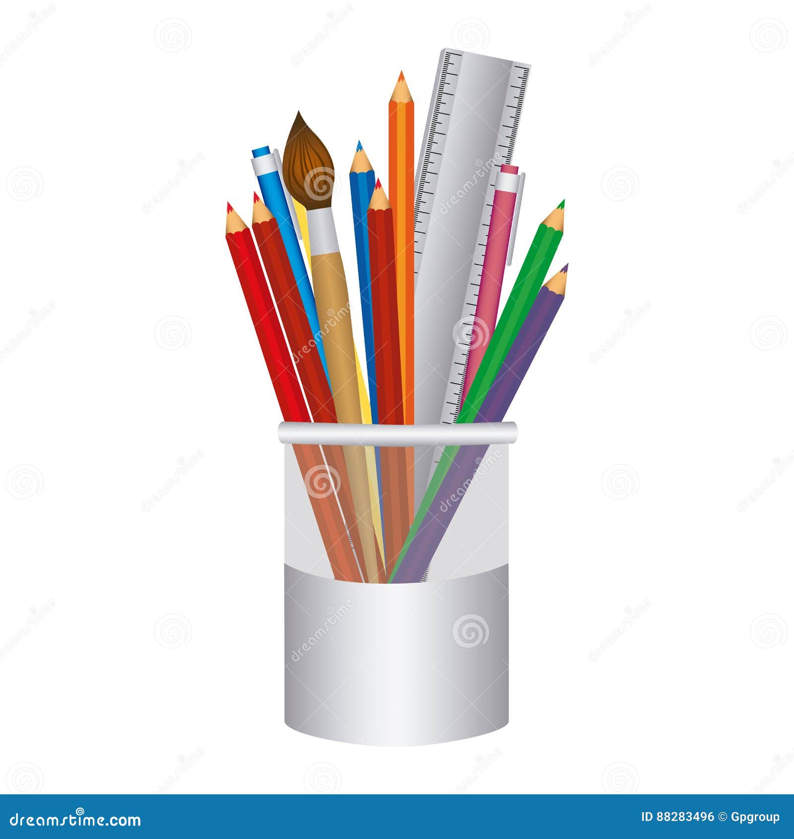 Coloured Pencils in Jar Icon Stock Illustration - Illustration of ...