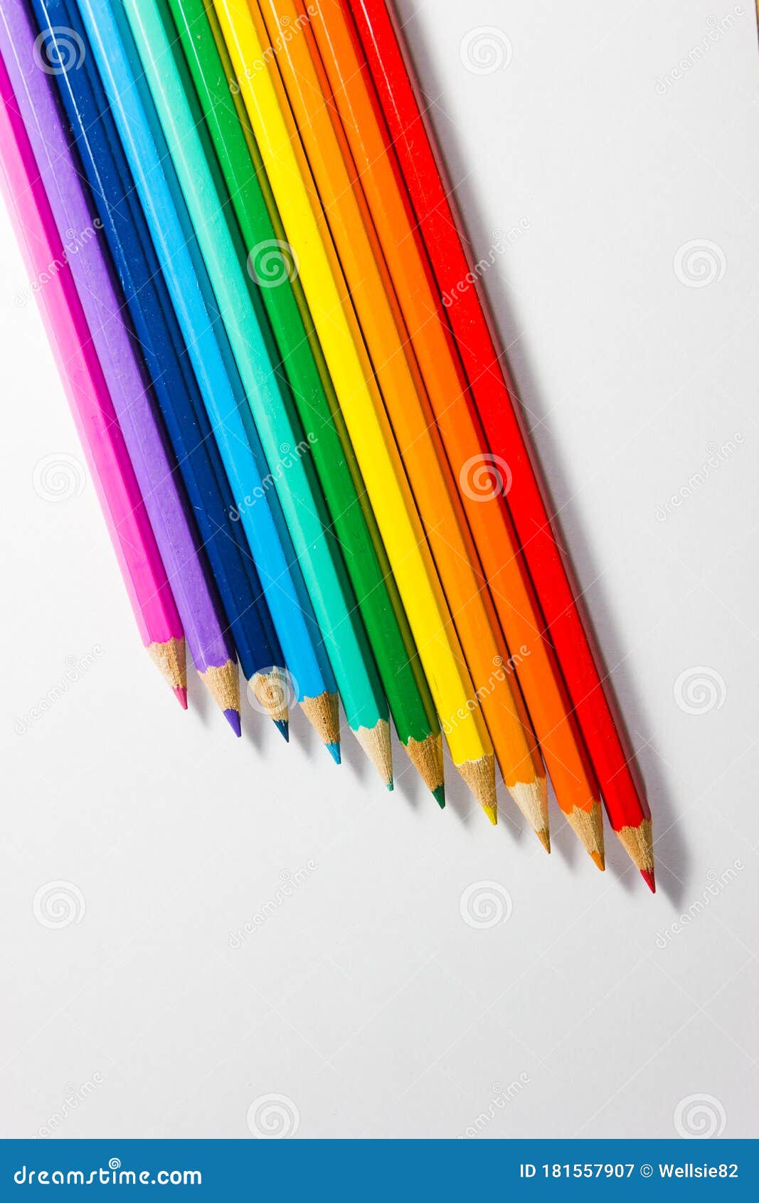 Coloured pencils lined up stock image. Image of colours 181557907