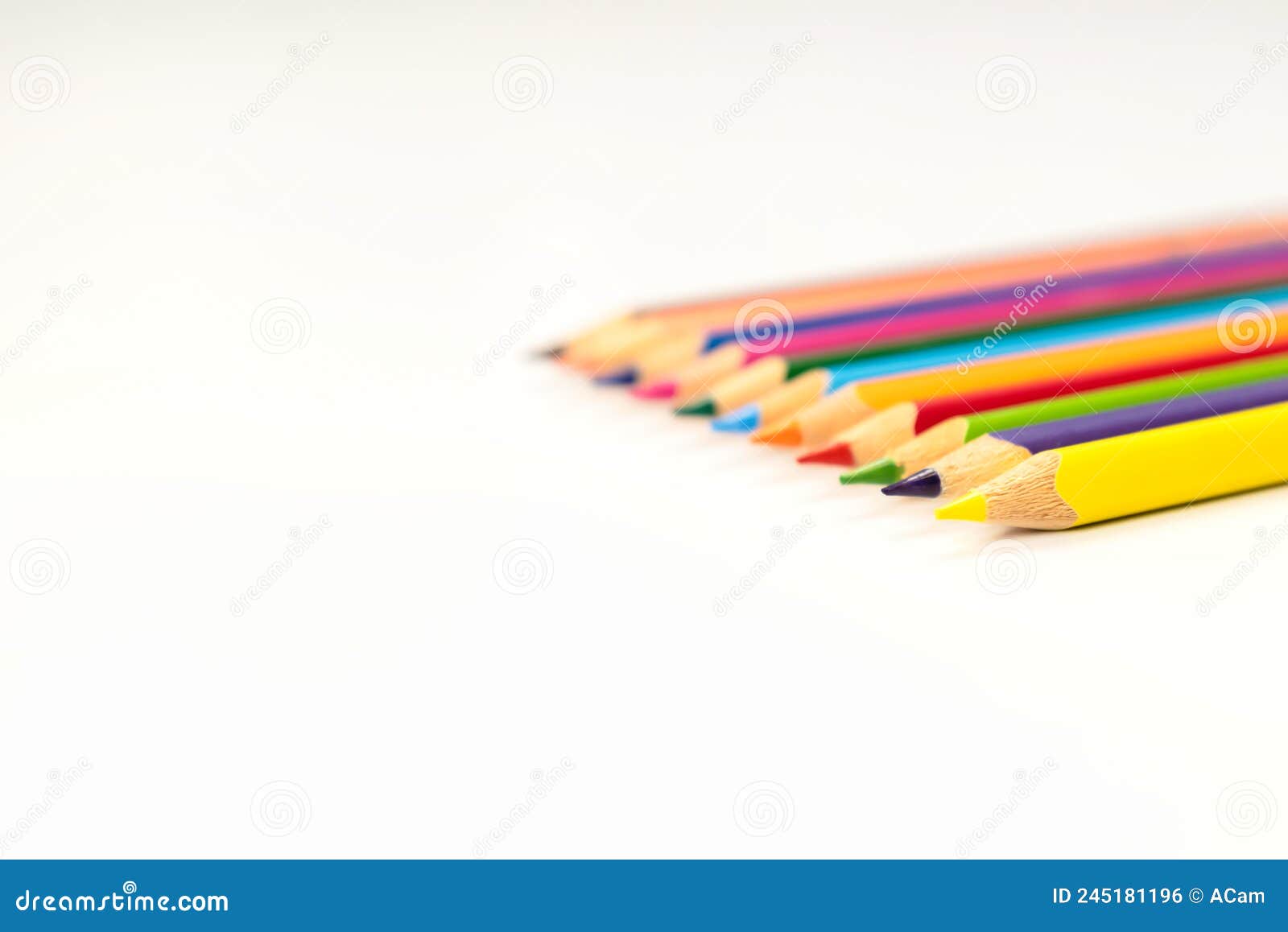 Coloured Pencils Lined Up Close Up. Stock Photo Image of drawing