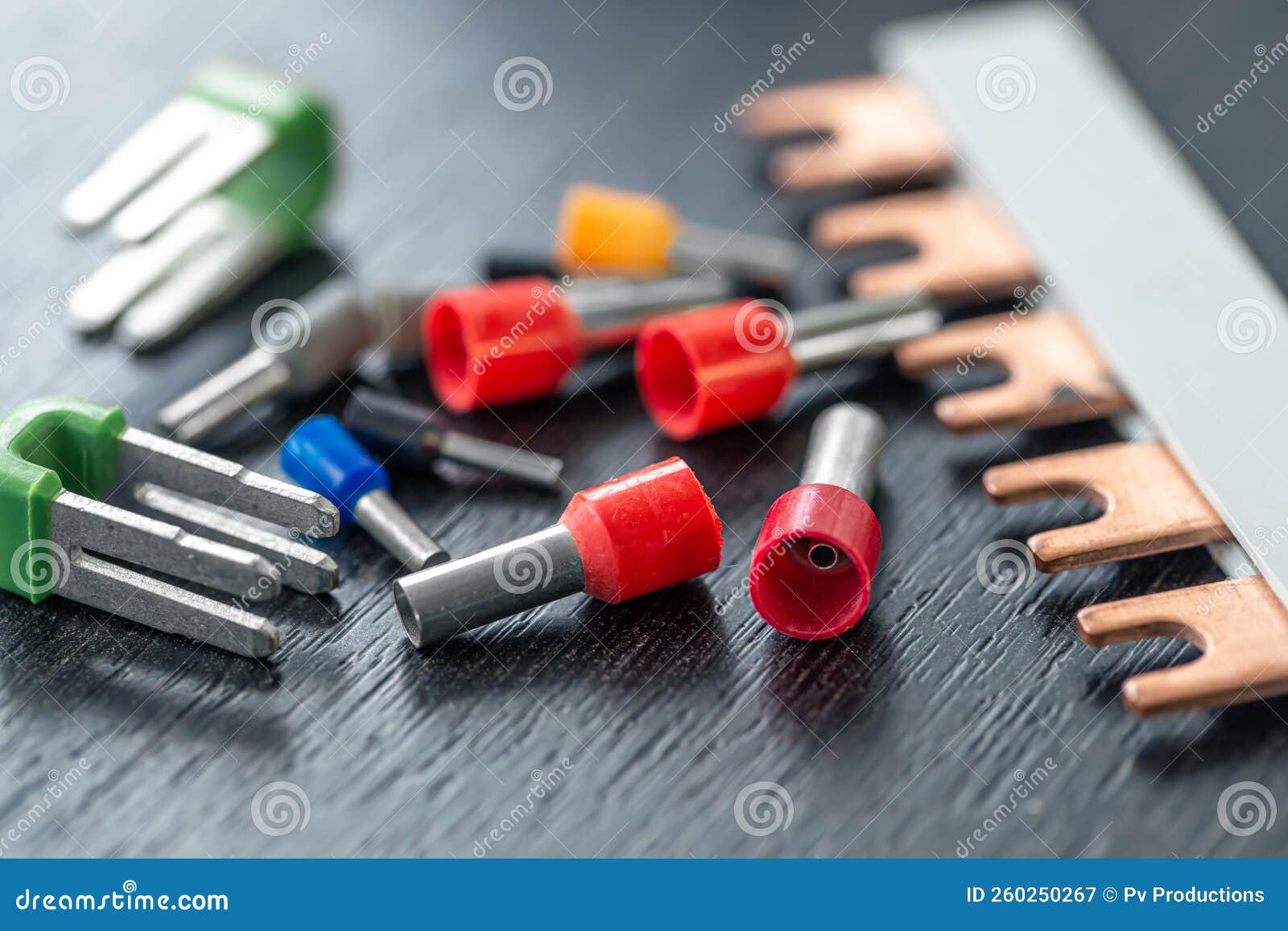 Coloured Sleeves, Crimp Terminals for Different Wire Sizes. Stock Image
