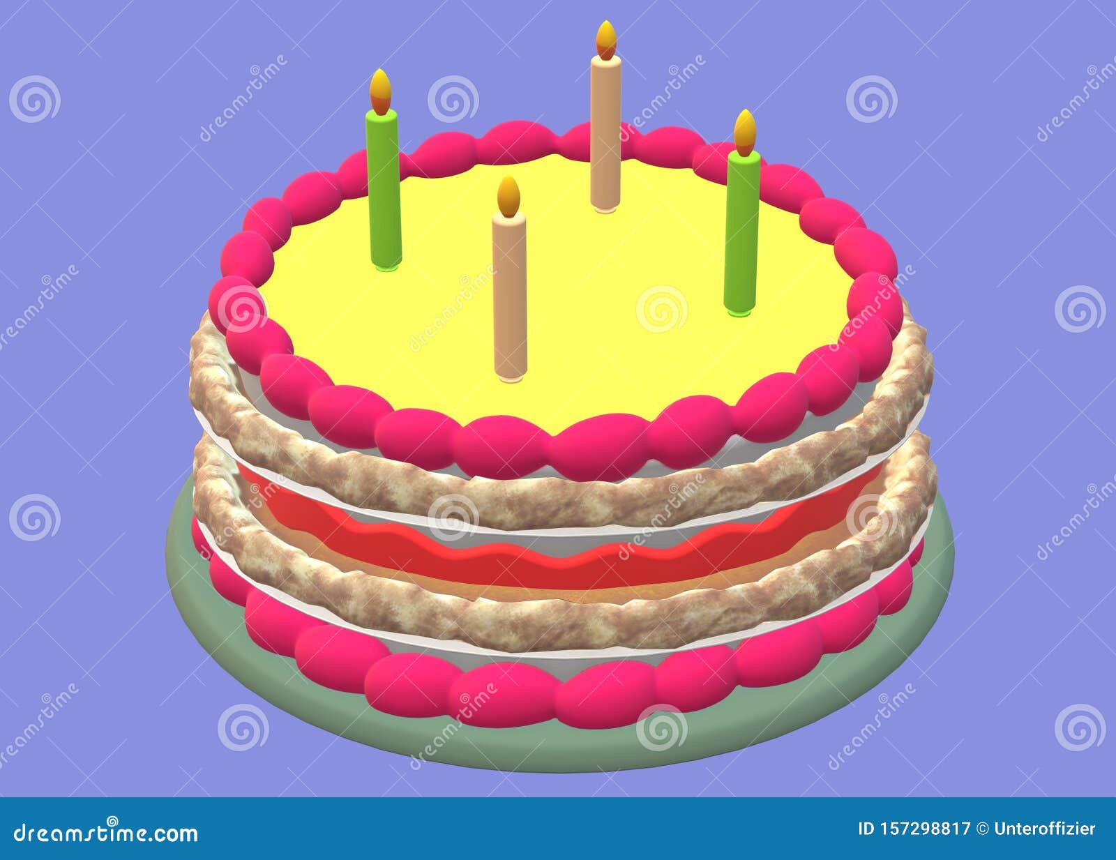 Birthday cake with burning candles Royalty Free Vector Image