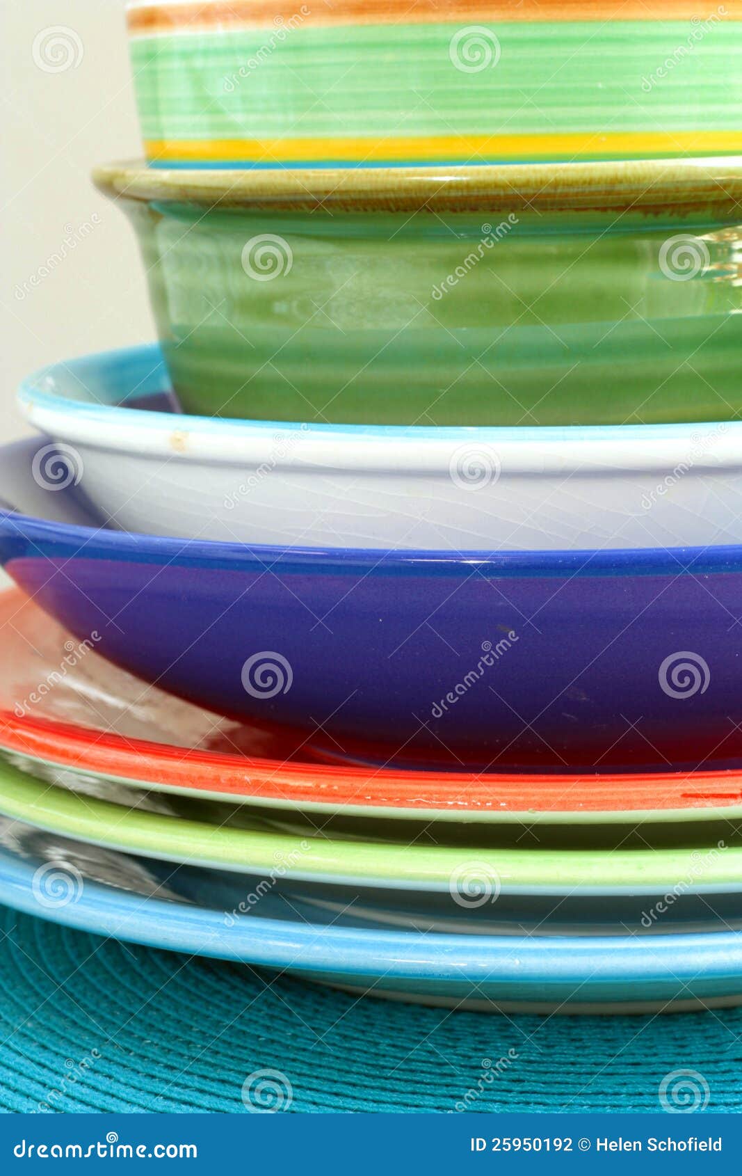 Colourful bowls and plates stock photo. Image of colored 25950192