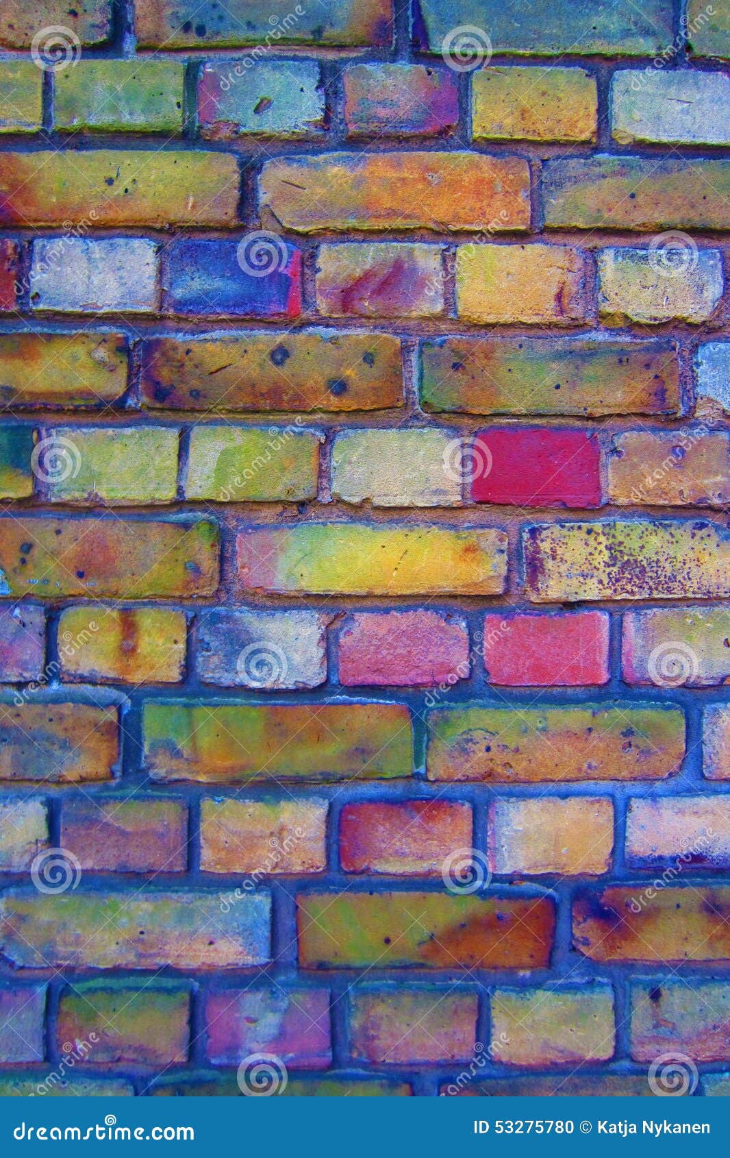 Colourful brick wall stock photo. Image of metaphor, layer 53275780
