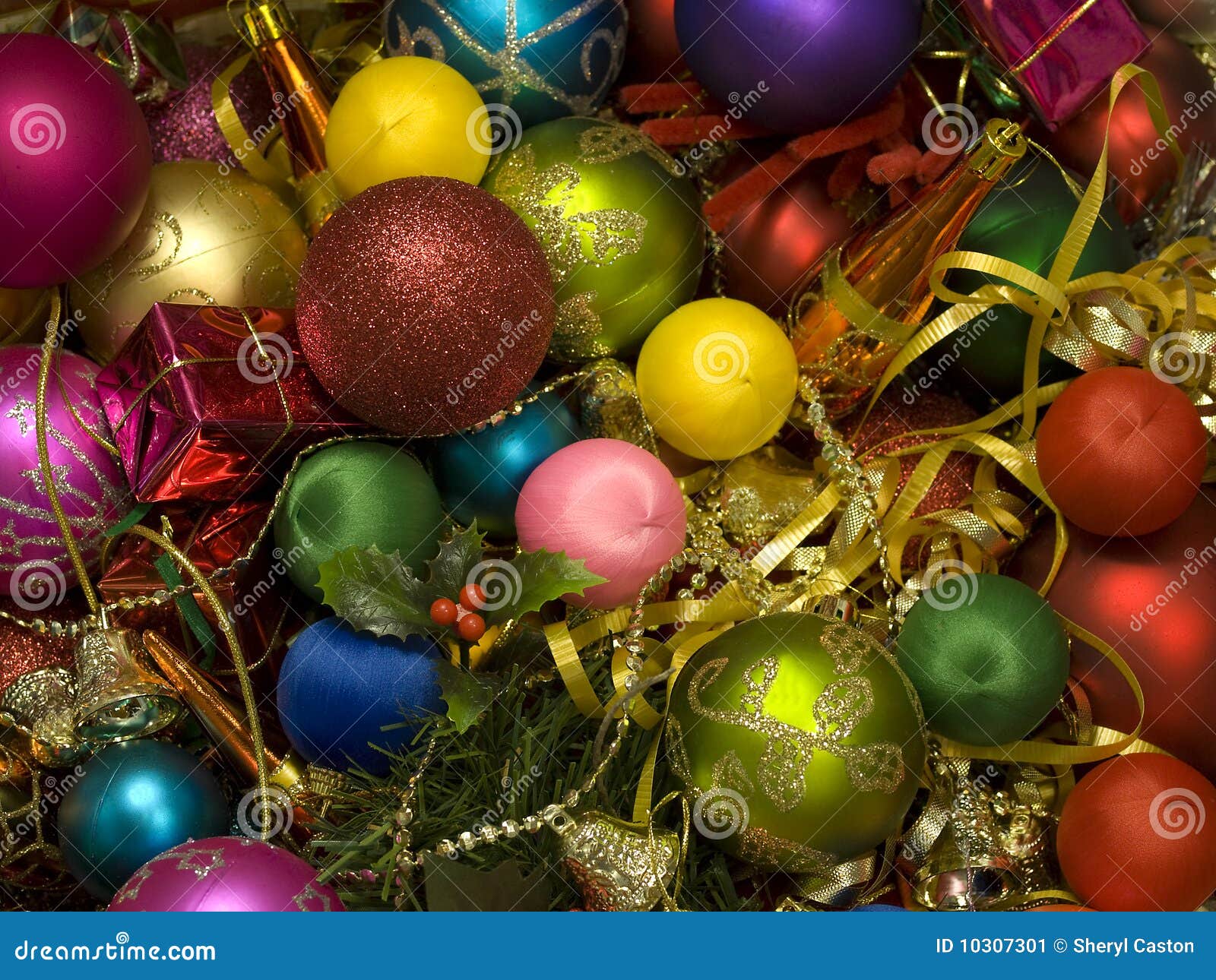 Colourful Bright Christmas Decorations Stock Image - Image of bauble ...