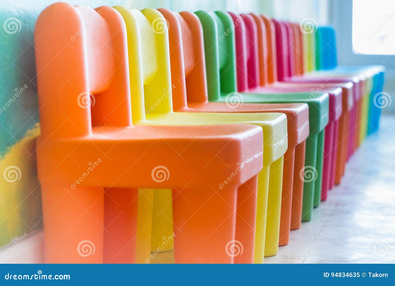 Colourful Chairs in the Playroom Stock Image Image of playroom