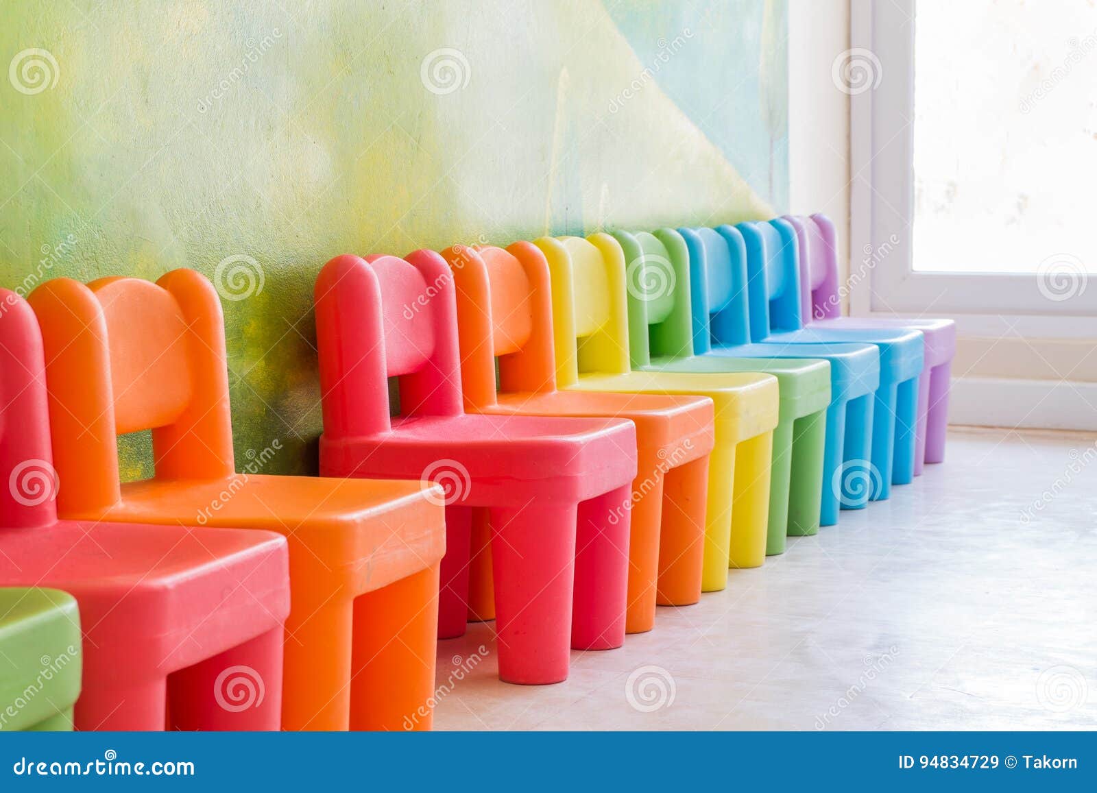 Colourful Chairs in the Playroom Stock Image Image of children, play