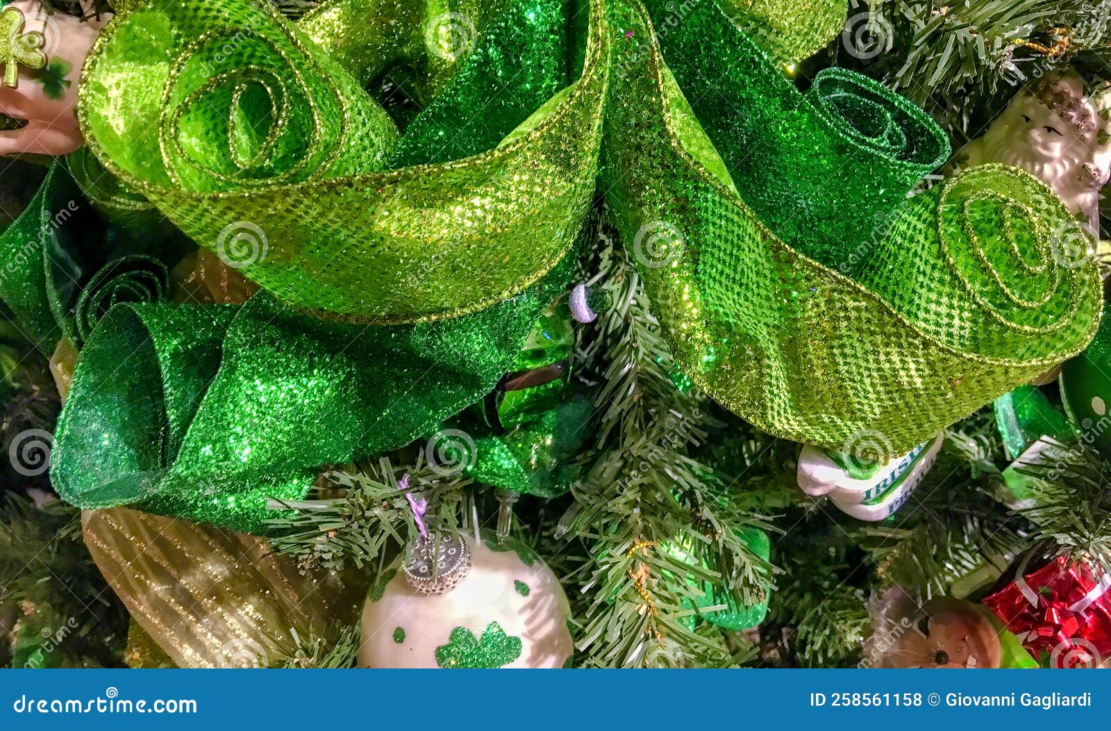 Colourful Christmas Background with Red and Green Colors Stock Photo